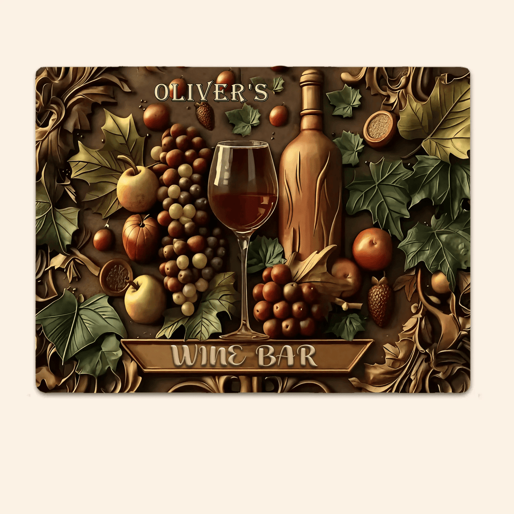 Welcome To The Wine Bar - Personalized Wine Rectangle Metal Sign 736952 - 736953 - DiyGiftly