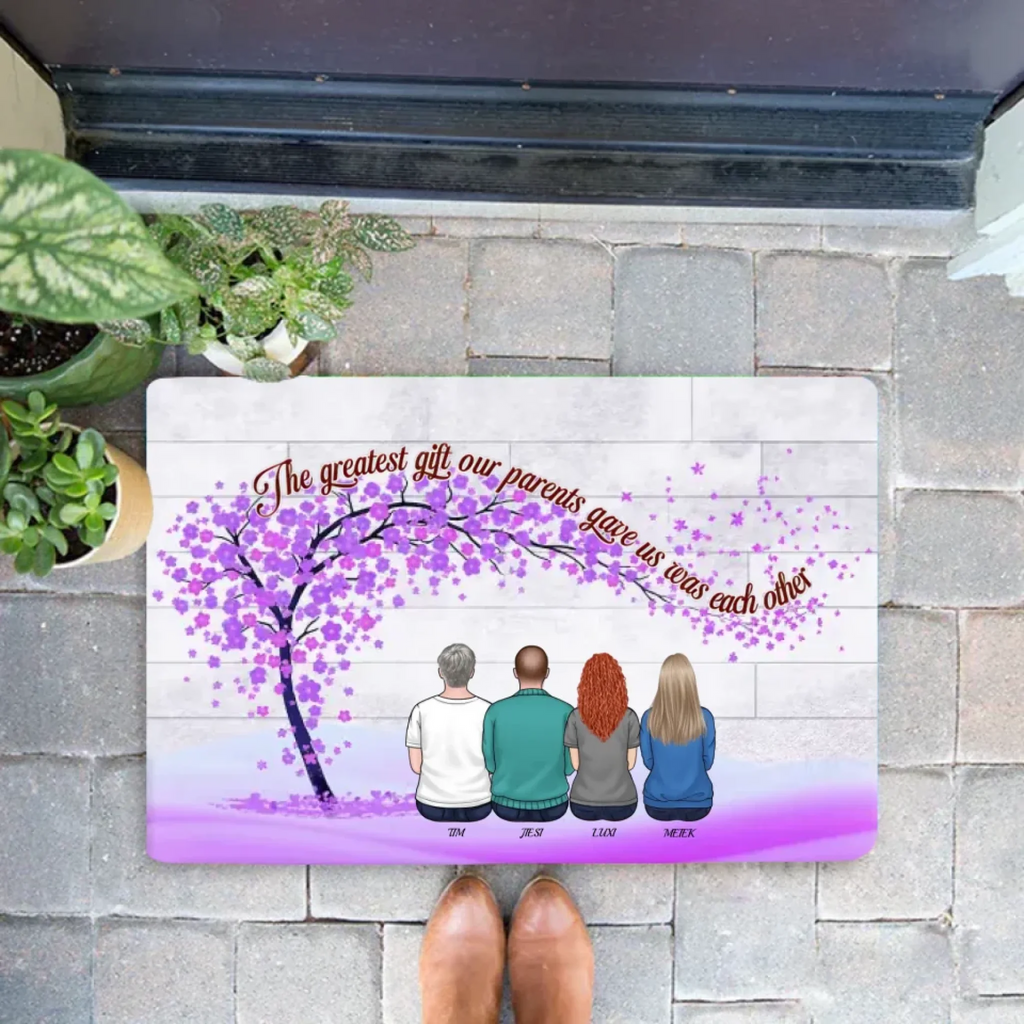 We'll Always Be Connected By Heart - Family Personalized Custom Horizontal Mat - Gift For Siblings, Brothers, Sisters 710110 - D - DiyGiftly