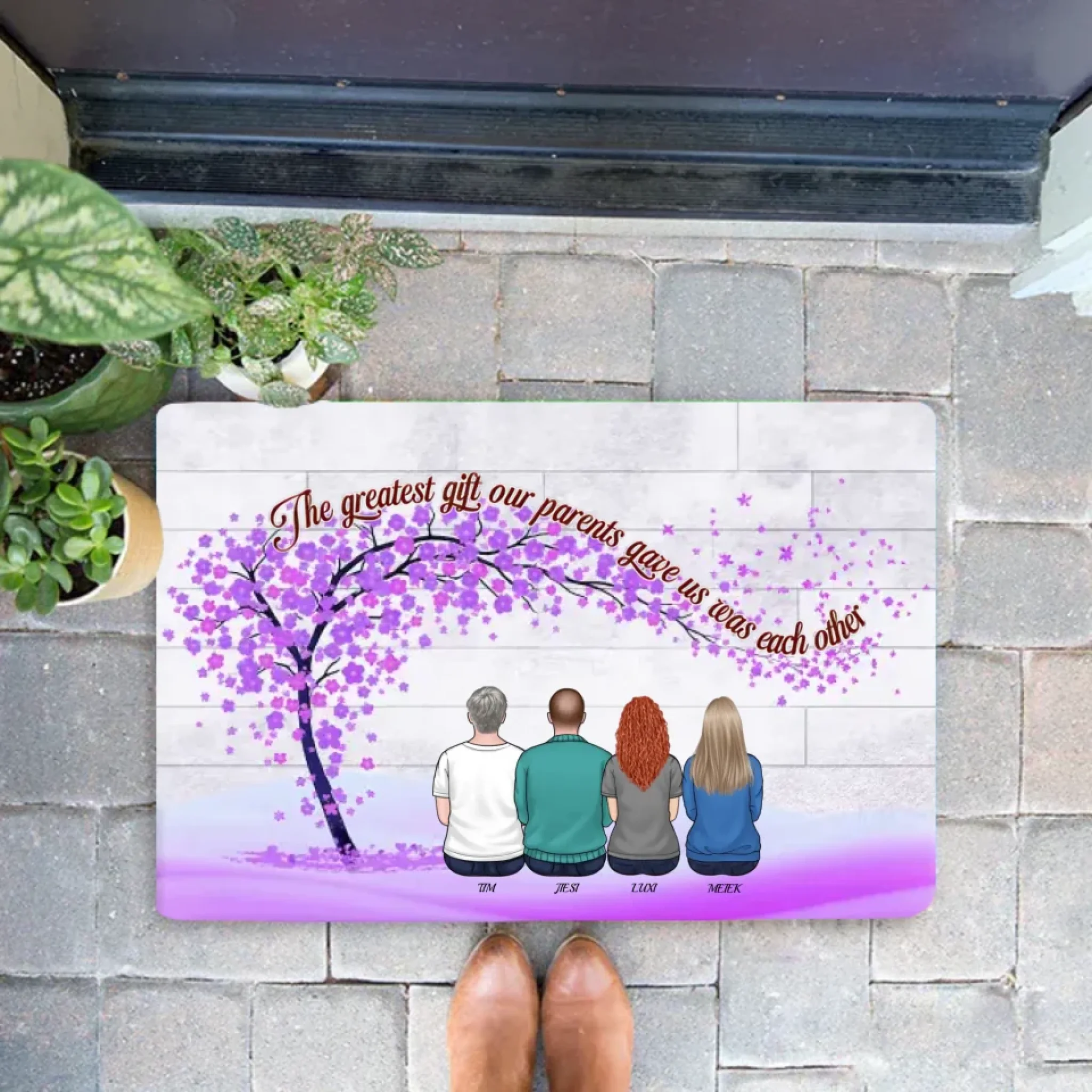 We'll Always Be Connected By Heart - Family Personalized Custom Horizontal Mat - Gift For Siblings, Brothers, Sisters 710110 - D - DiyGiftly