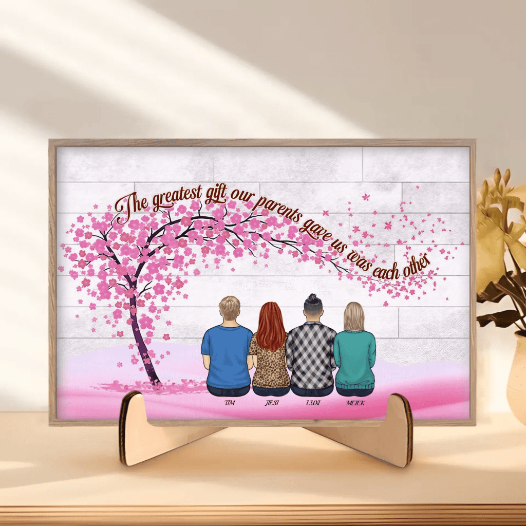 We'll Always Be Connected By Heart - Family Personalized Custom Wooden Plaquet - Gift For Siblings, Brothers, Sisters 710110 - DiyGiftly