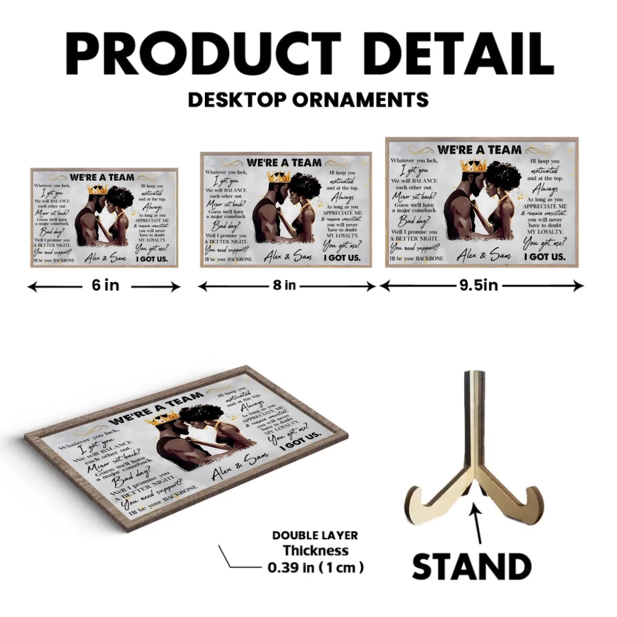 We're A Team I Got Us Black African Couple - Personalized Photo Wooden Plaque 712534 - DiyGiftly