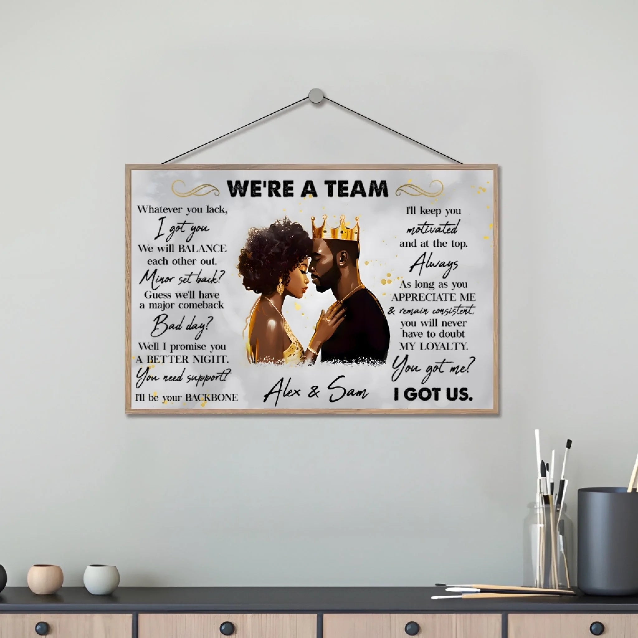 We're A Team I Got Us Black African Couple - Personalized Photo Wooden Plaque 712534 - DiyGiftly