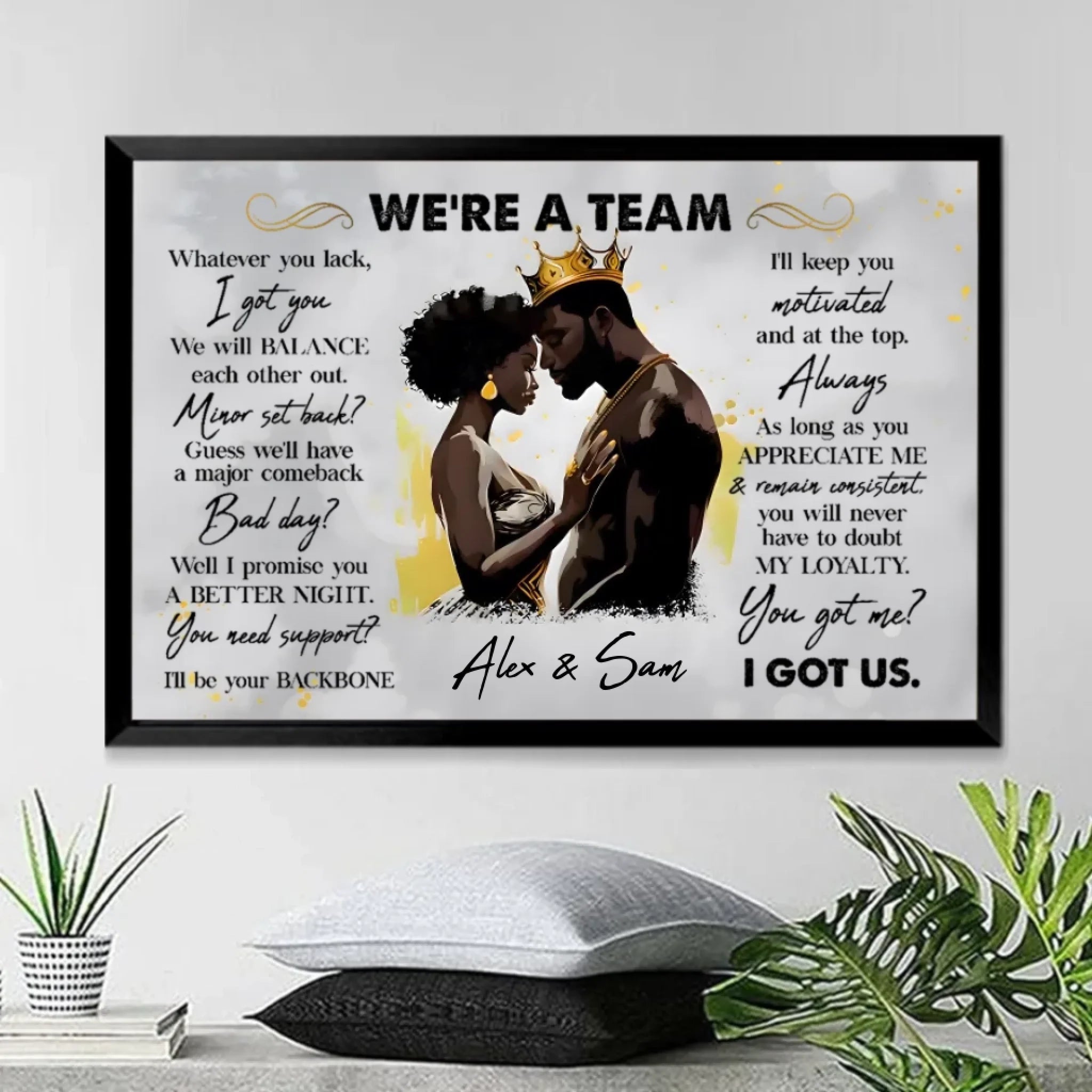 We're A Team I Got Us Black African Couple - Personalized Photo Wrapped Canvas 712534 - 715199 - DiyGiftly