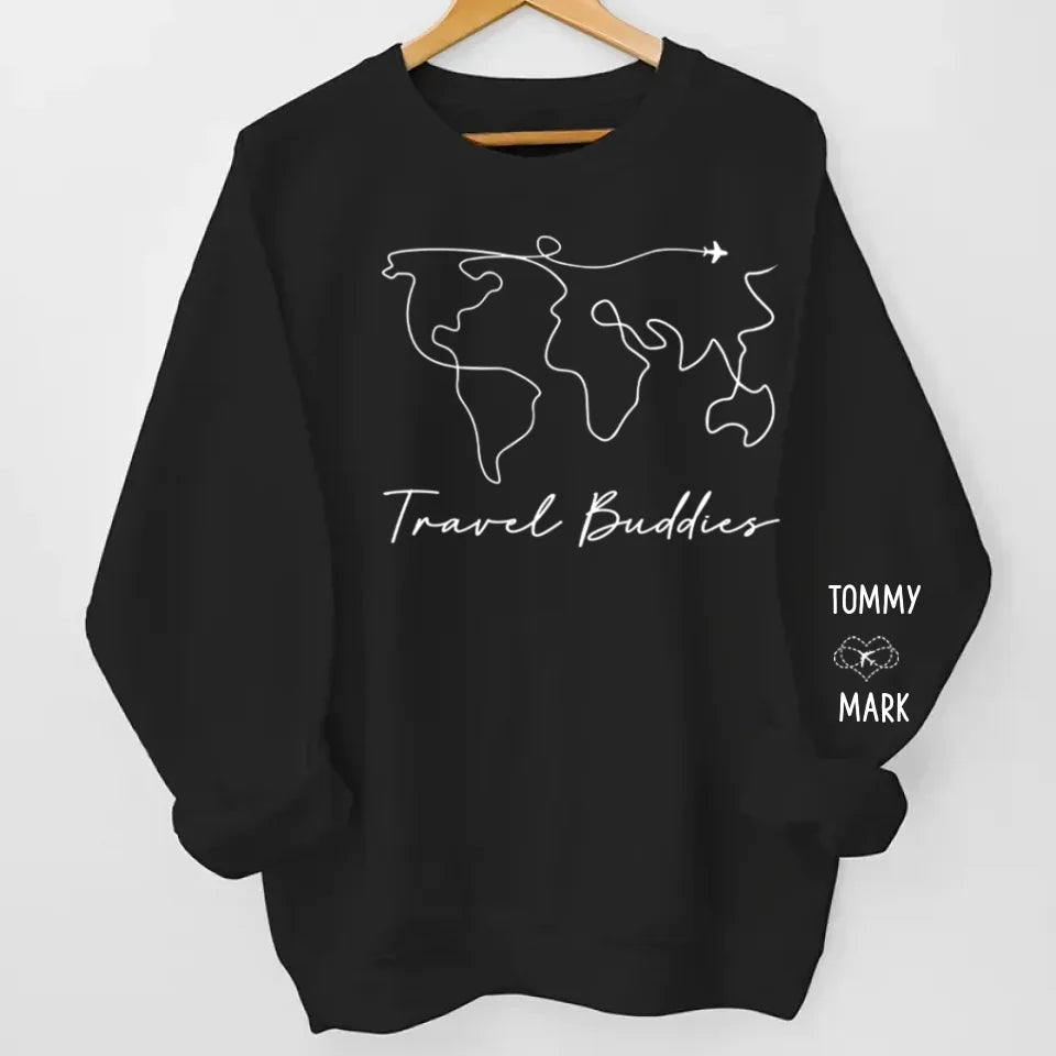 We're On The Vacay Mode - Couple Travel Personalized Custom Unisex Sweatshirt With Design On Sleeve - Holiday Vacation Gift, Gift For Adventure Travel Lovers, Husband Wife, Anniversary 637387 - 687412 - DiyGiftly