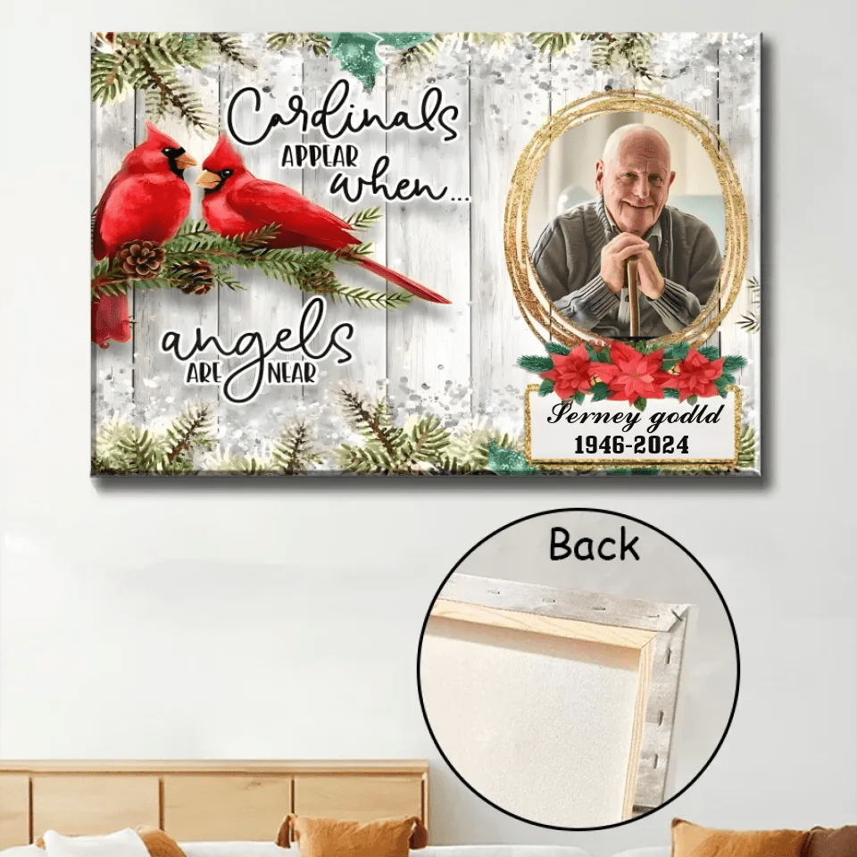 When Angels Are Near Memorial Cardinal Canvas, Fathers Day In Heaven Gifts 710279 - 710321 - DiyGiftly