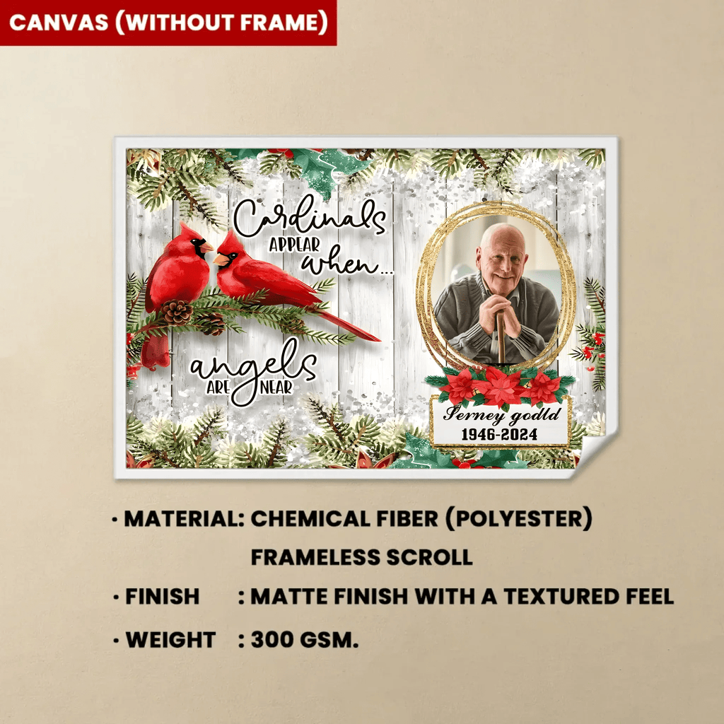 When Angels Are Near Memorial Cardinal Canvas, Fathers Day In Heaven Gifts 710279 - 710321 - DiyGiftly