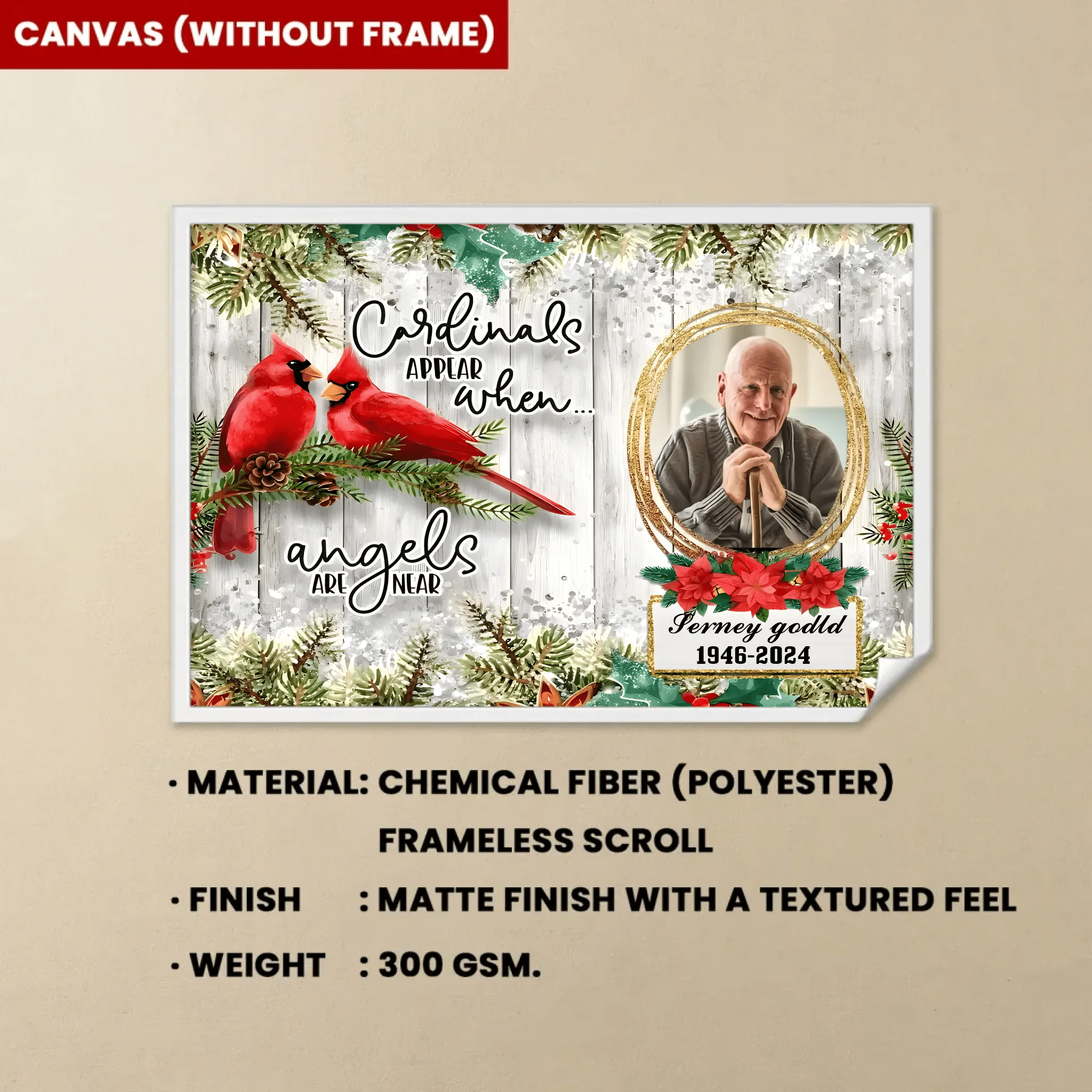 When Angels Are Near Memorial Cardinal Canvas, Fathers Day In Heaven Gifts 710279 - 710321 - DiyGiftly