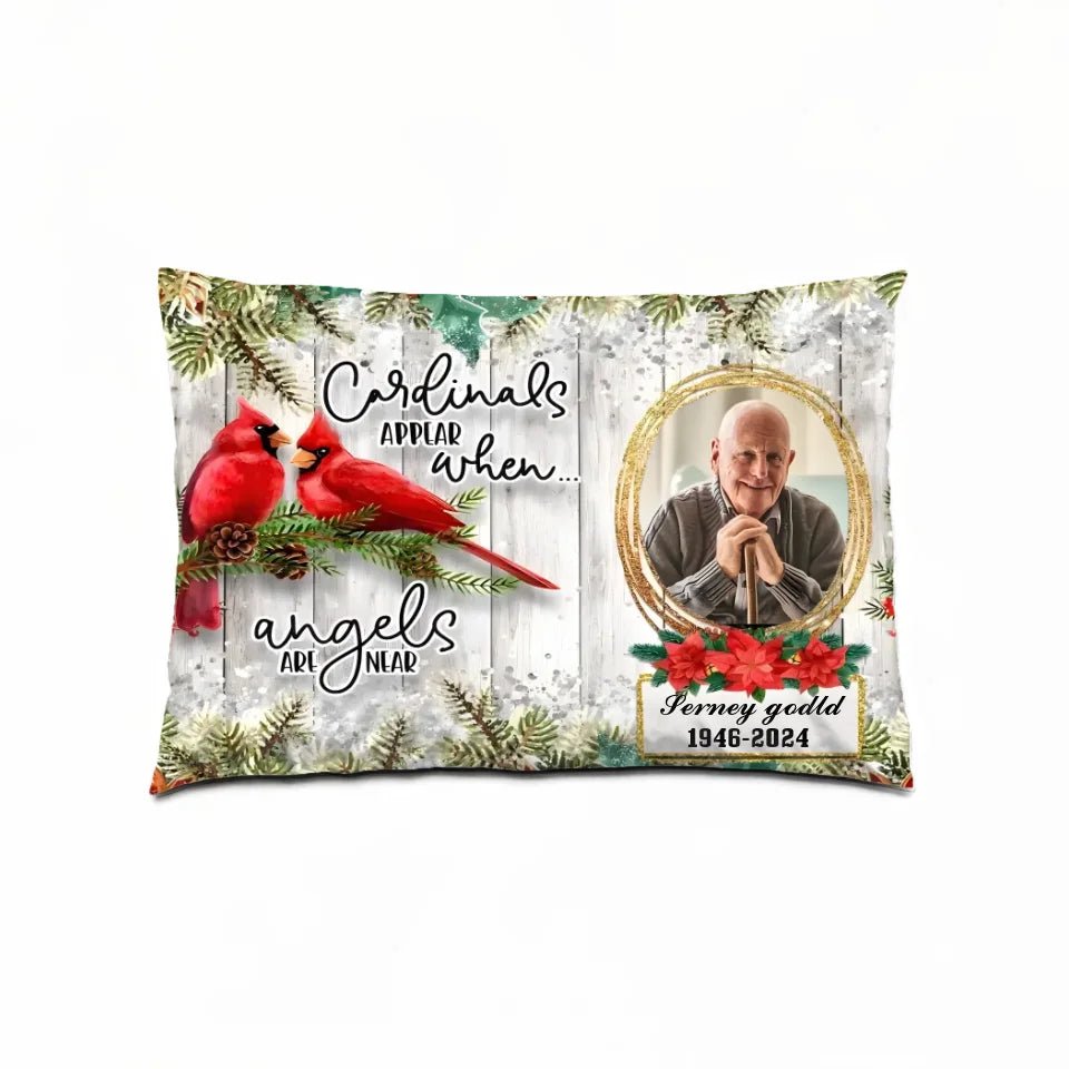 When Angels Are Near Memorial Cardinal, Fathers Day In Heaven Gifts Pillow 710279 - B - DiyGiftly