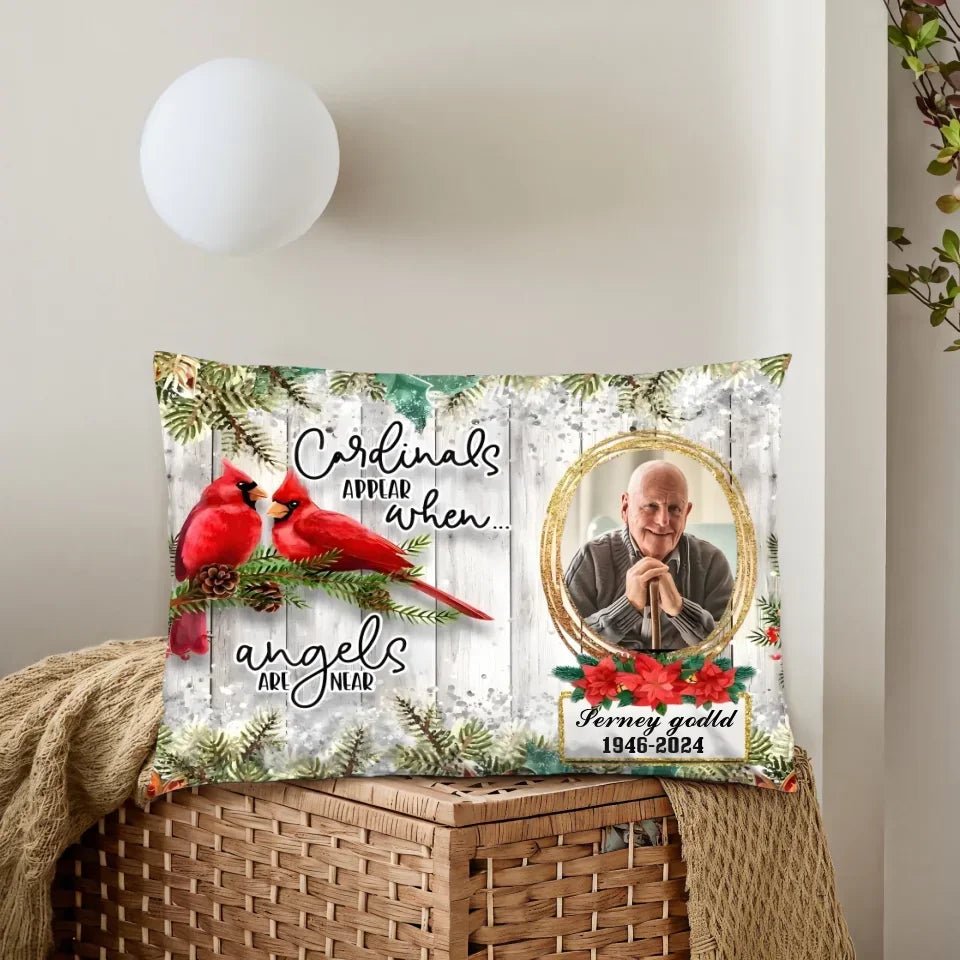 When Angels Are Near Memorial Cardinal, Fathers Day In Heaven Gifts Pillow 710279 - B - DiyGiftly