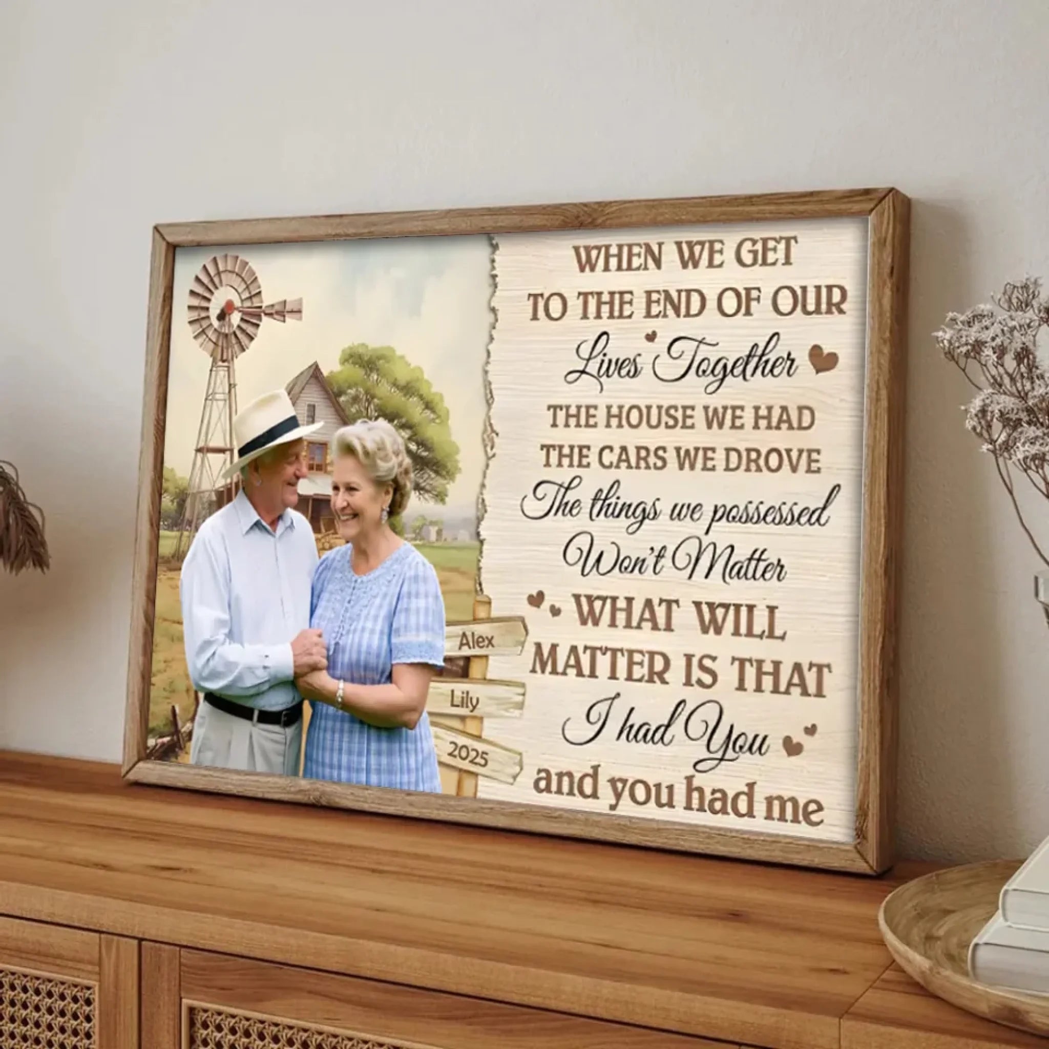 personalized wrapped poster or canvas when we get to the end of our lives photo keepsake anniversary gift