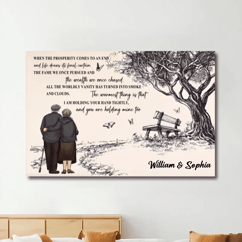 canvas with personalized names when we get to the end of our lives together old couples anniversary gift