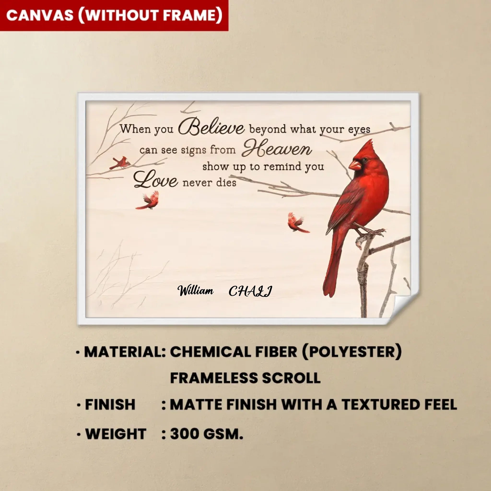 cardinal canvas personalized photo wooden wall art keepsake poster and canvas