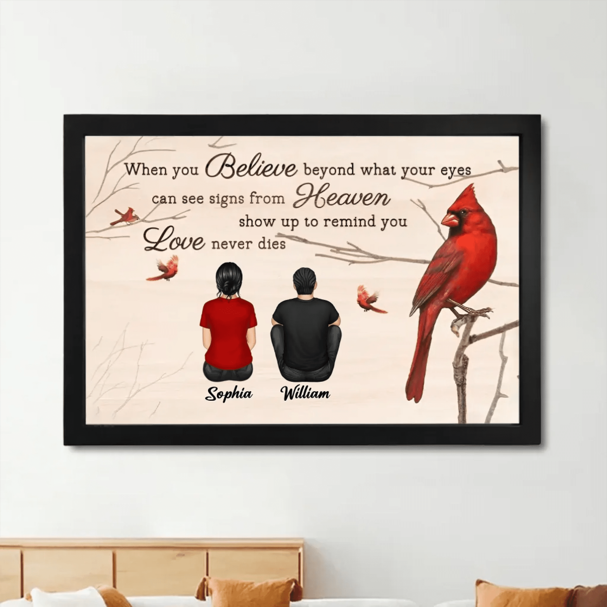 personalized photo cardinal canvas wooden home remembrance poster and canvas