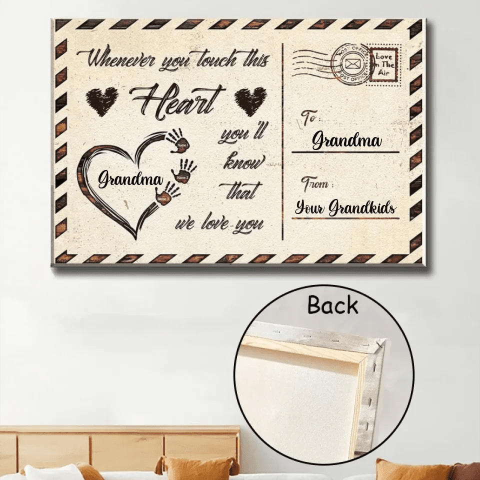 personalized poster whenever you touch this heart custom name design mothers day gift for grandma