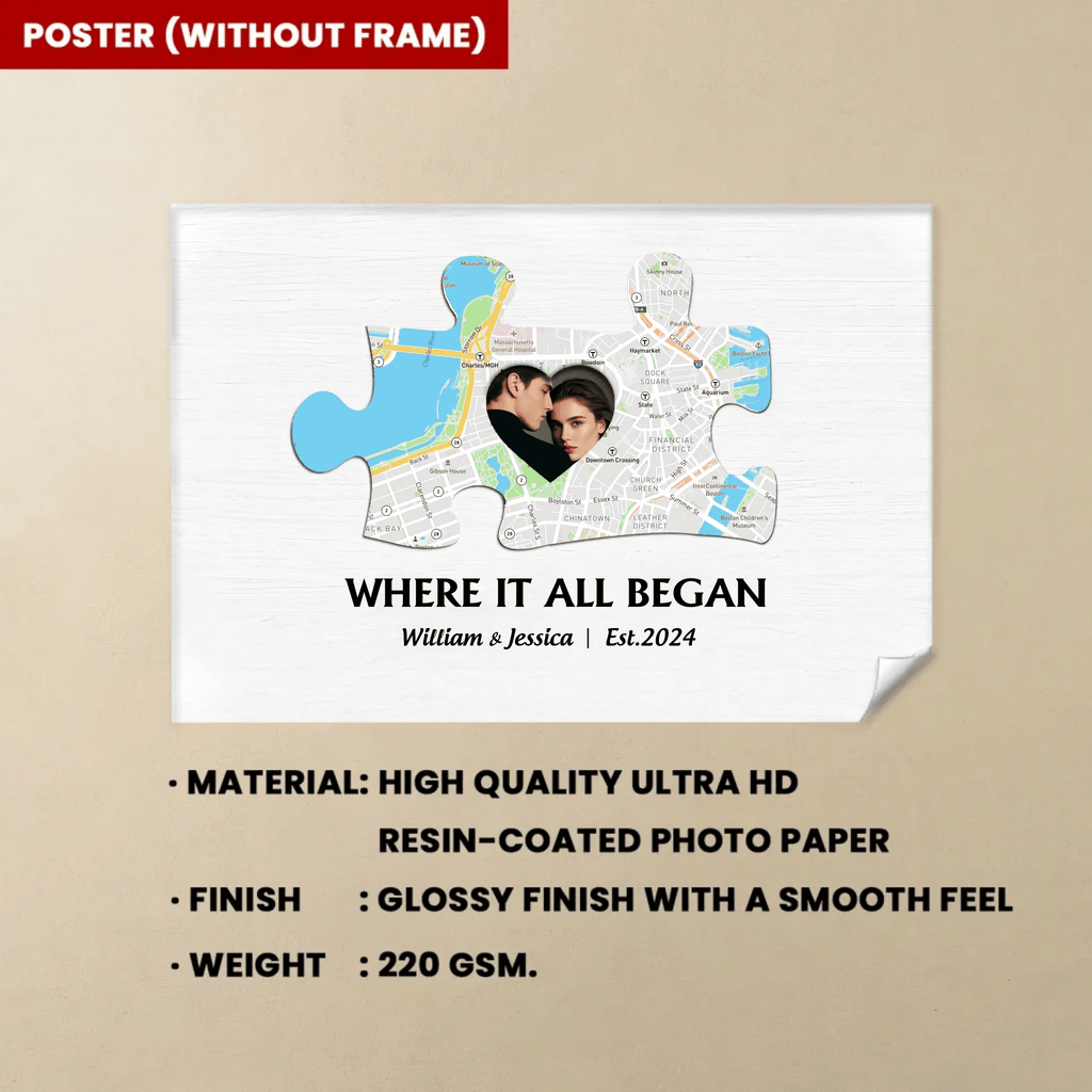 Where It All Began - Personalized Puzzle Photo Poster - Anniversary Gift For Couple 748343 - 748357 - DiyGiftly