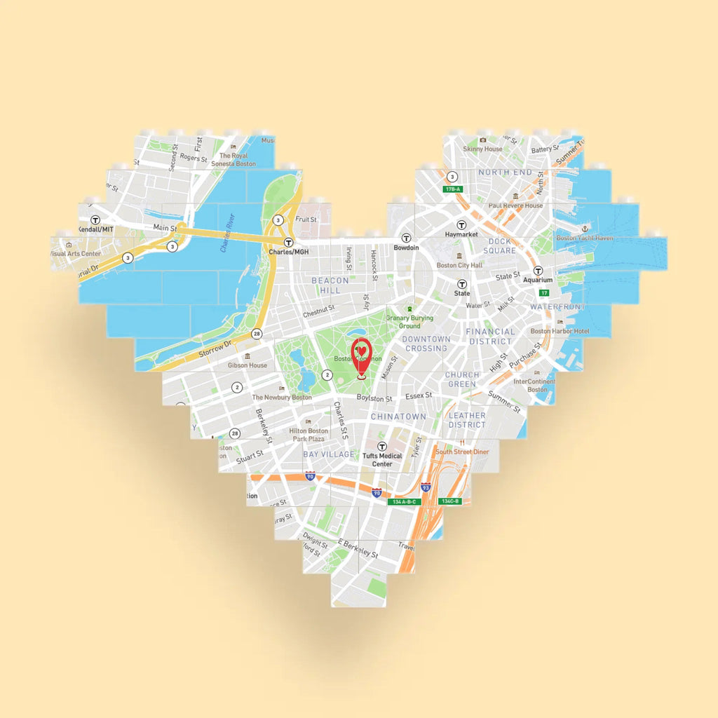 "Where Our Love Story Begins" – Personalized LEGO® Map Heart, Custom Location Print Brick Keepsake – Romantic Gift for Engagement, Wedding, Anniversary, Valentine's Day or New Home 1157628 - DiyGiftly