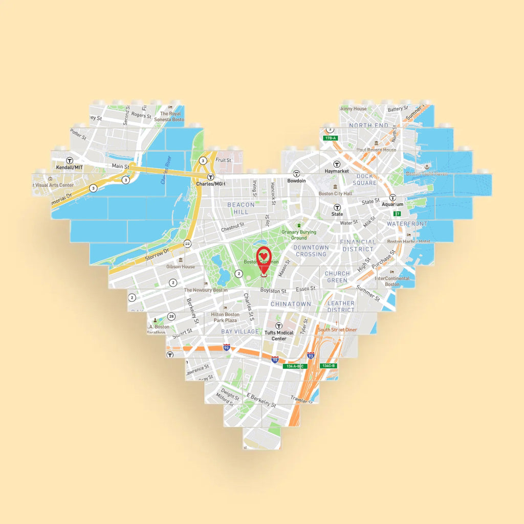 "Where Our Love Story Begins" – Personalized LEGO® Map Heart, Custom Location Print Brick Keepsake – Romantic Gift for Engagement, Wedding, Anniversary, Valentine's Day or New Home 1157628 - DiyGiftly