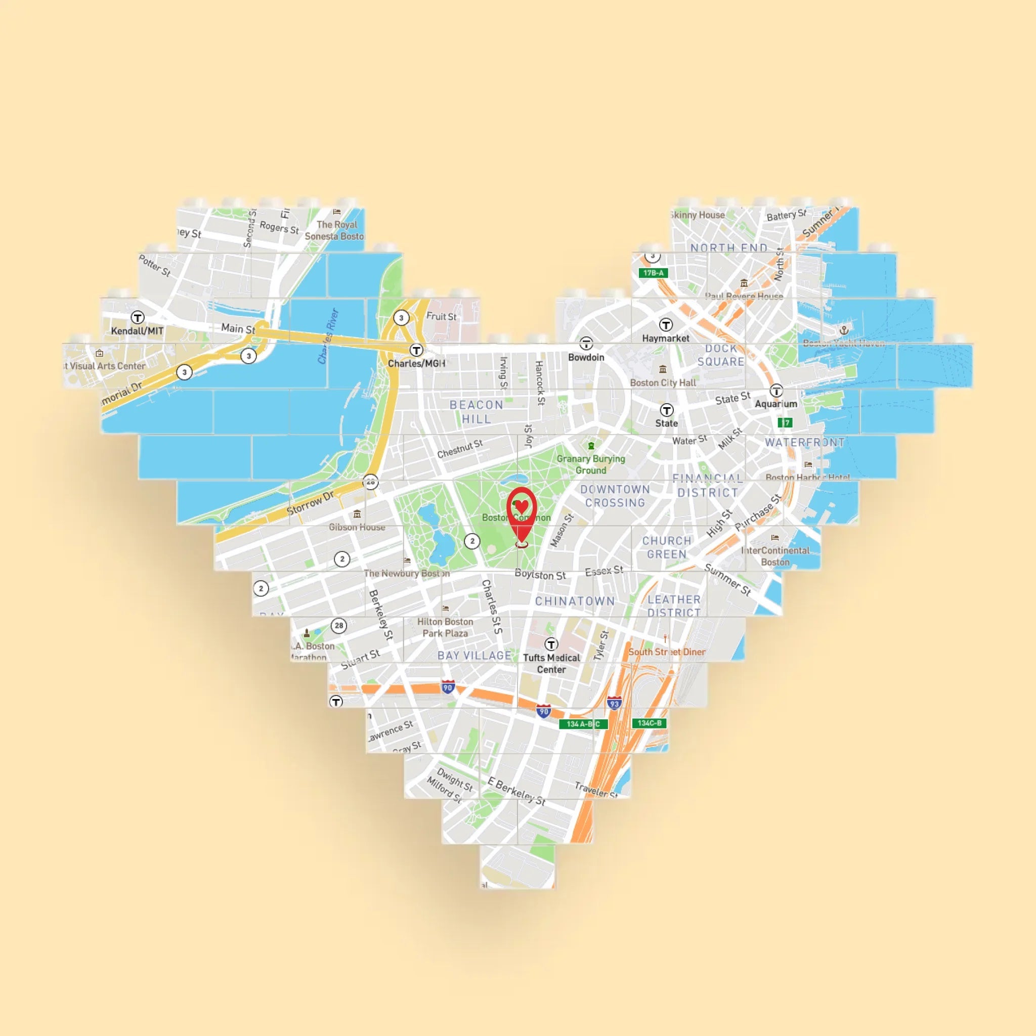 "Where Our Love Story Begins" – Personalized LEGO® Map Heart, Custom Location Print Brick Keepsake – Romantic Gift for Engagement, Wedding, Anniversary, Valentine's Day or New Home 1157628 - DiyGiftly