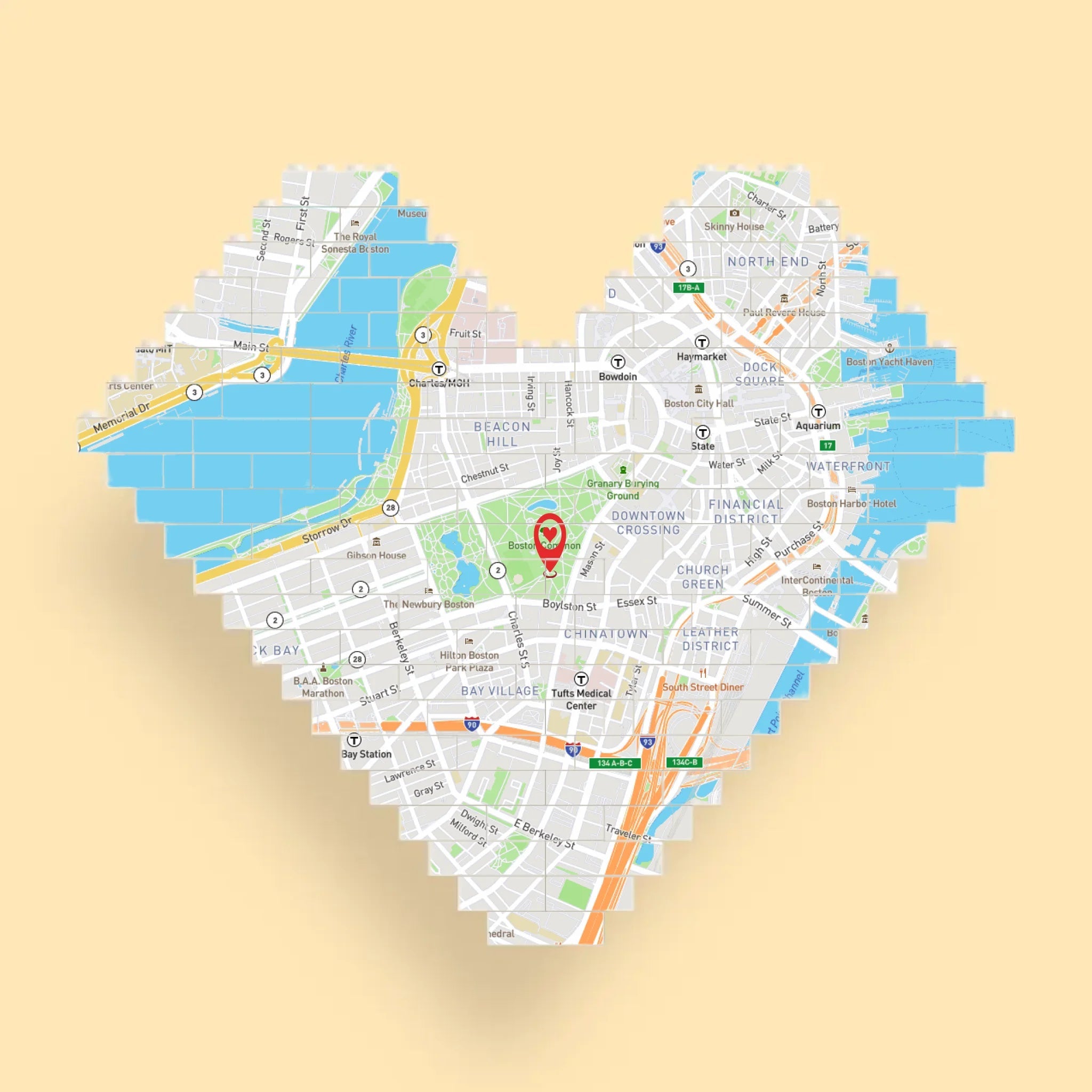 "Where Our Love Story Begins" – Personalized LEGO® Map Heart, Custom Location Print Brick Keepsake – Romantic Gift for Engagement, Wedding, Anniversary, Valentine's Day or New Home 1157628 - DiyGiftly