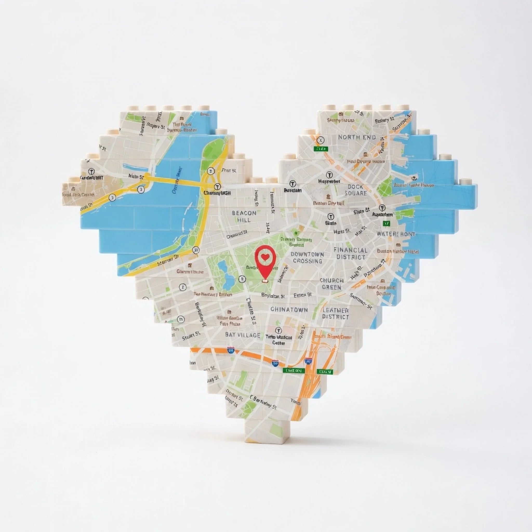 "Where Our Love Story Begins" – Personalized LEGO® Map Heart, Custom Location Print Brick Keepsake – Romantic Gift for Engagement, Wedding, Anniversary, Valentine's Day or New Home 1157628 - DiyGiftly