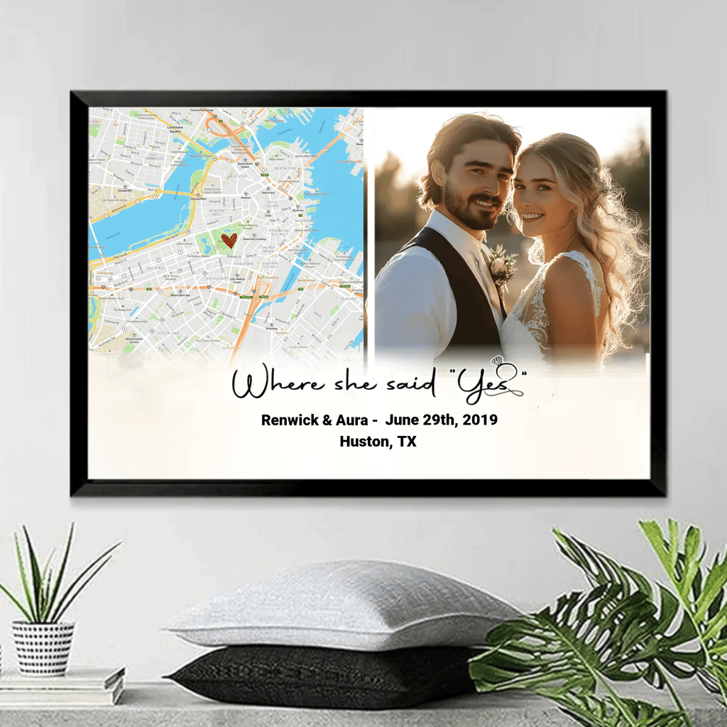 Where She Said Yes Custom Map Poster 747841 - DiyGiftly