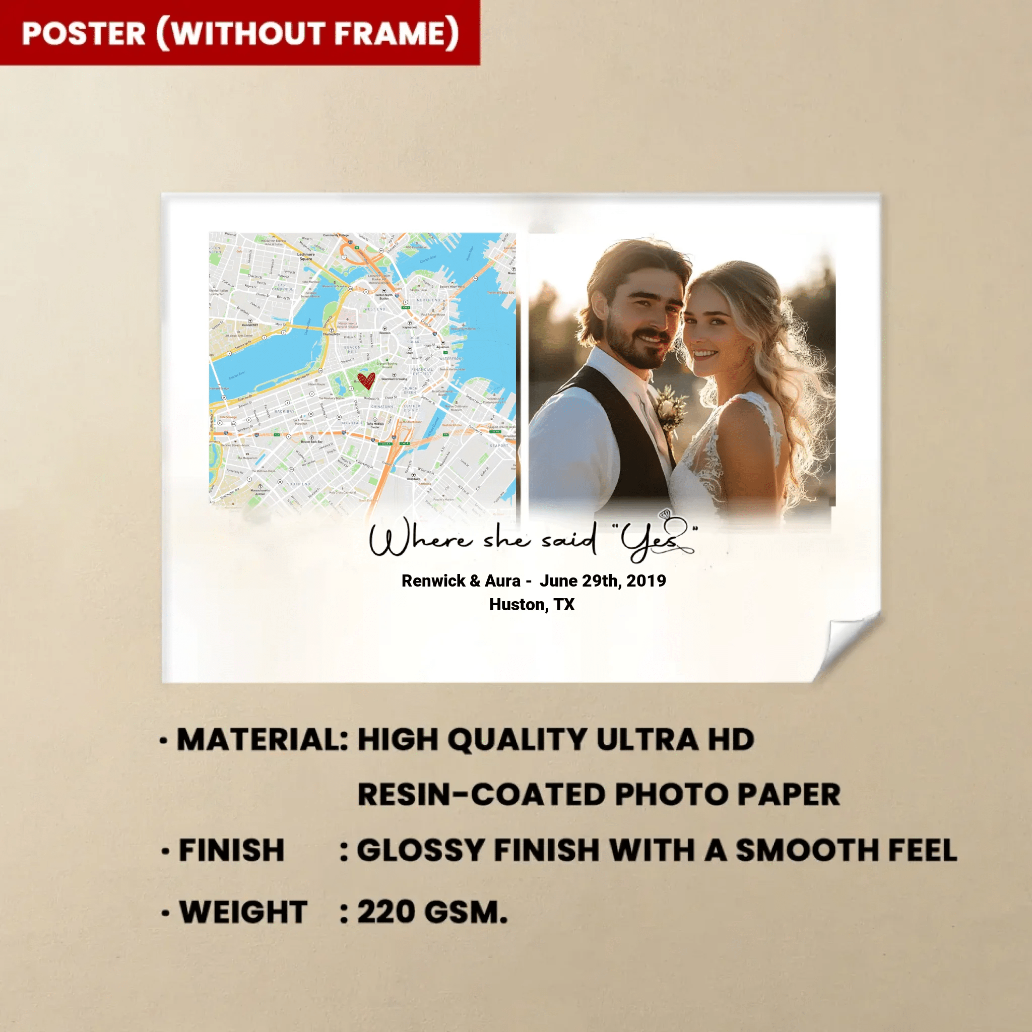 Where She Said Yes Custom Map Poster 747841 - DiyGiftly