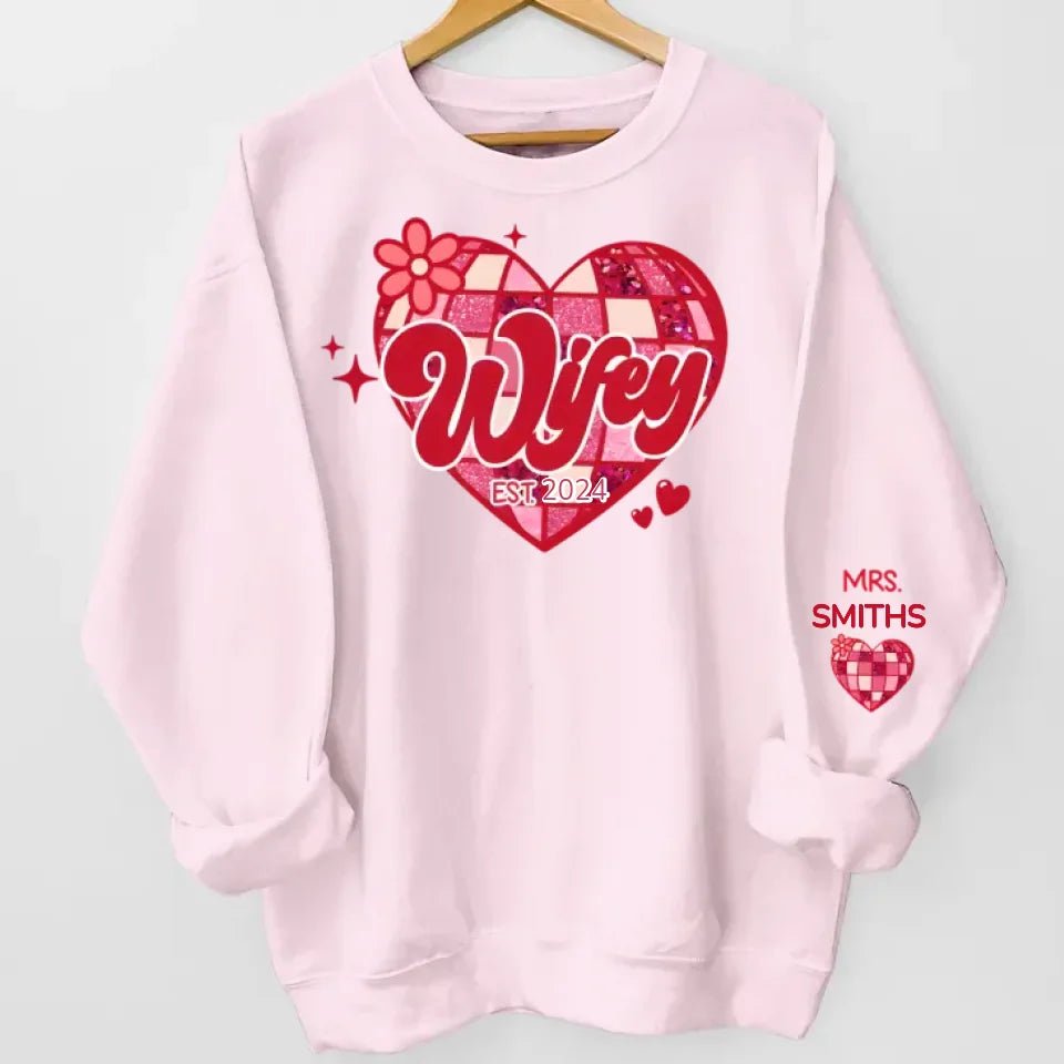 Wherever She Is, That's Where My Home Is - Couple Personalized Custom Unisex Sweatshirt With Design On Sleeve - Gift For Husband Wife, Anniversary 685998 - DiyGiftly