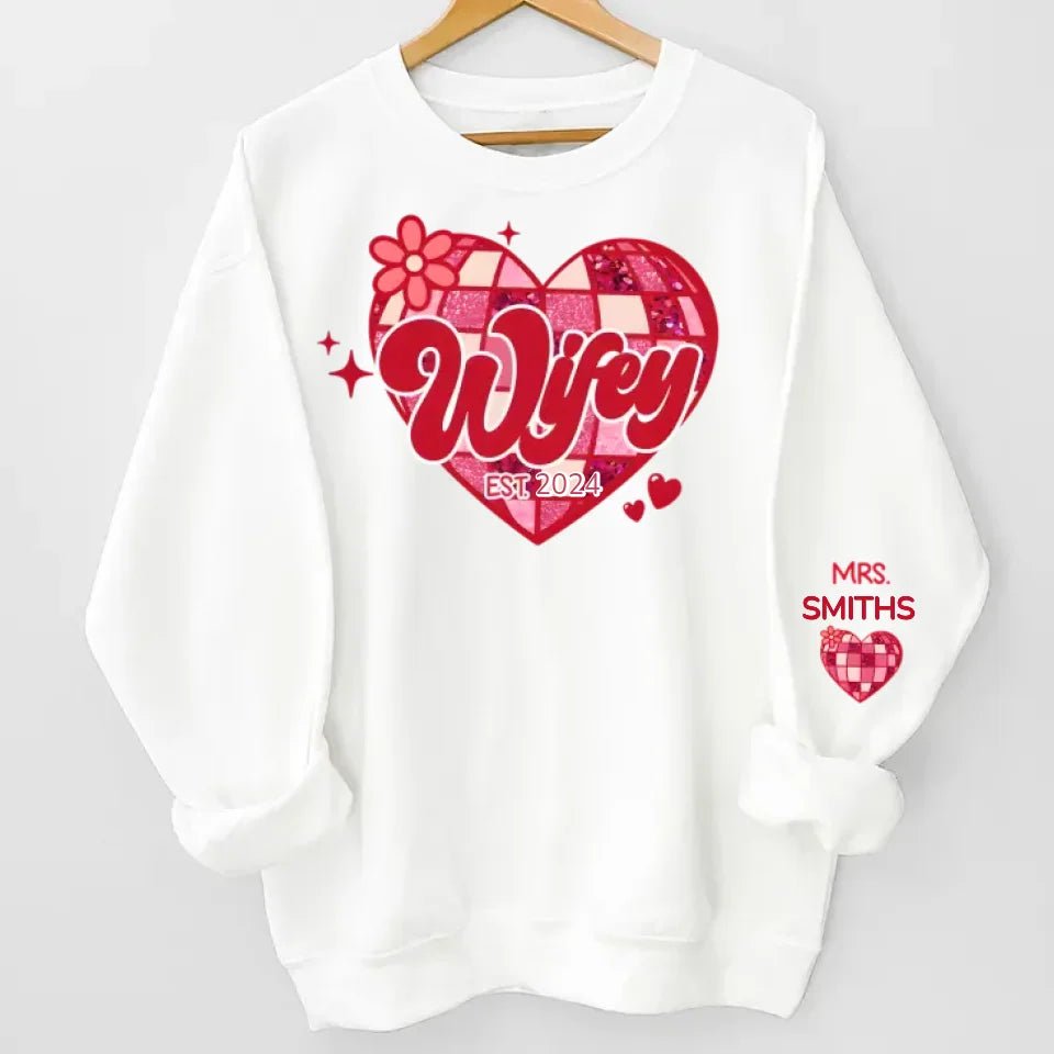 Wherever She Is, That's Where My Home Is - Couple Personalized Custom Unisex Sweatshirt With Design On Sleeve - Gift For Husband Wife, Anniversary 685998 - DiyGiftly