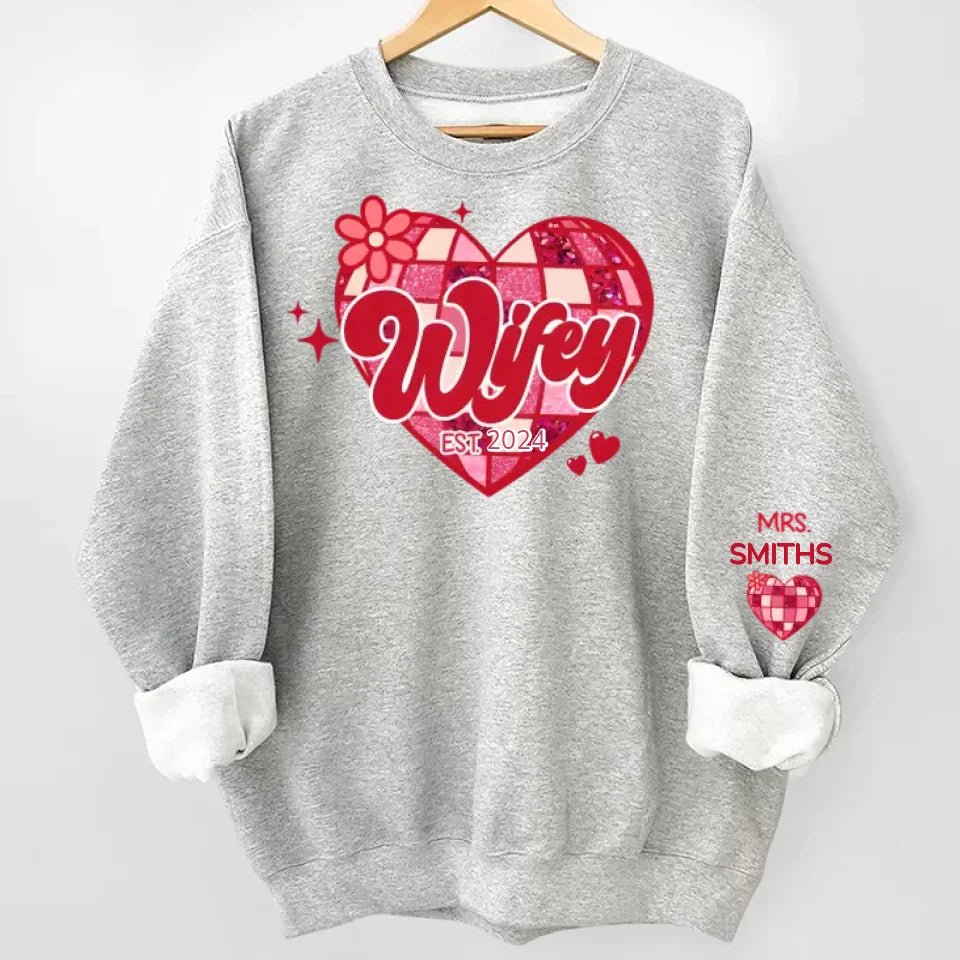 Wherever She Is, That's Where My Home Is - Couple Personalized Custom Unisex Sweatshirt With Design On Sleeve - Gift For Husband Wife, Anniversary 685998 - DiyGiftly