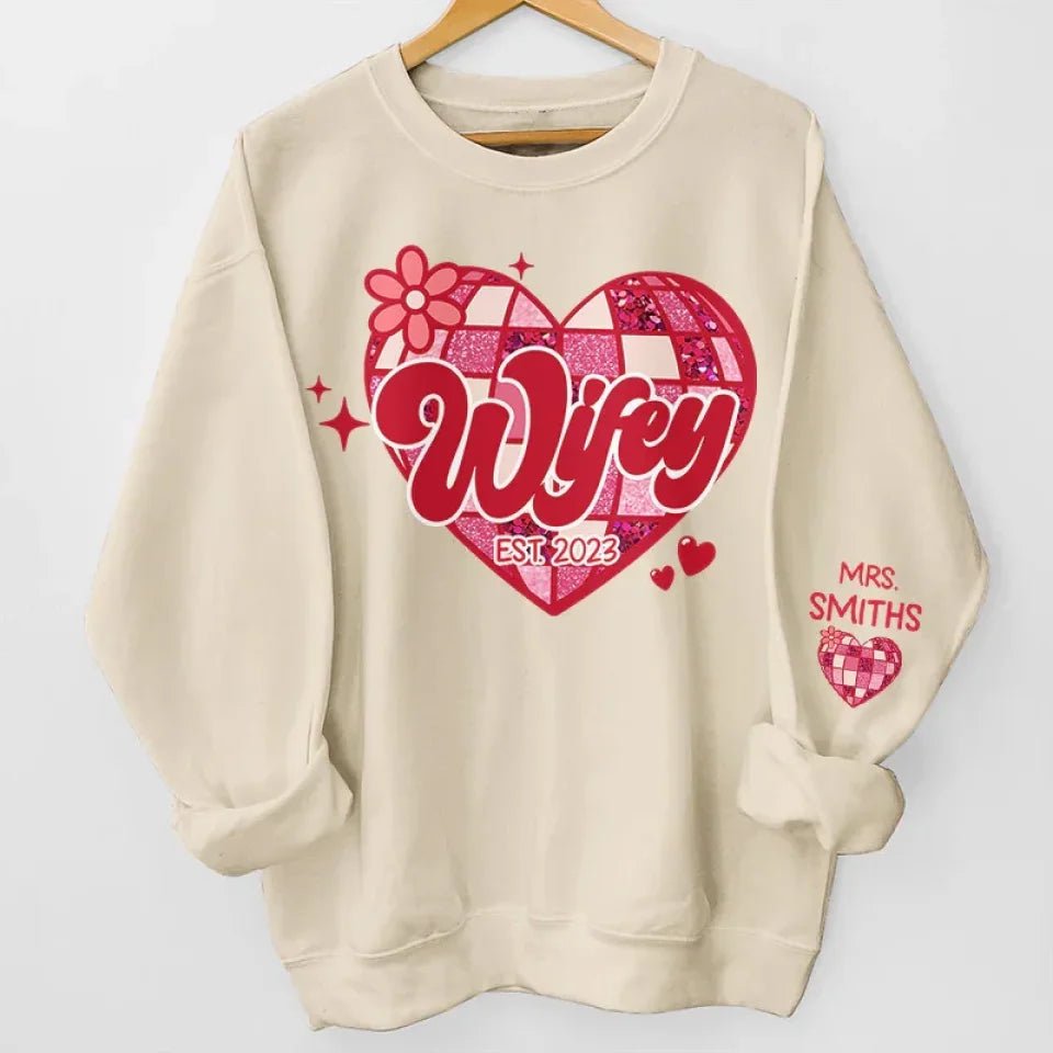 Wherever She Is, That's Where My Home Is - Couple Personalized Custom Unisex Sweatshirt With Design On Sleeve - Gift For Husband Wife, Anniversary 685998 - DiyGiftly