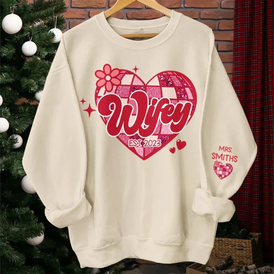 Wherever She Is, That's Where My Home Is - Couple Personalized Custom Unisex Sweatshirt With Design On Sleeve - Gift For Husband Wife, Anniversary 685998 - DiyGiftly