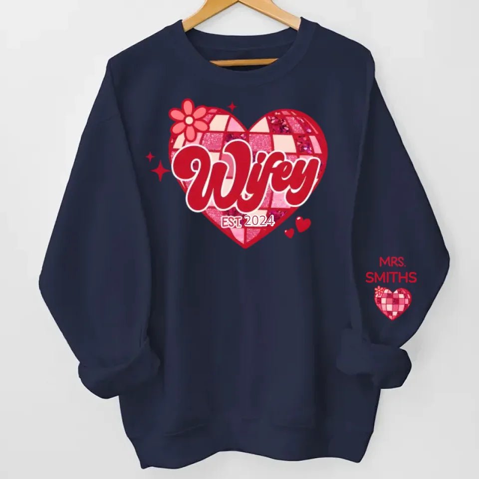 Wherever She Is, That's Where My Home Is - Couple Personalized Custom Unisex Sweatshirt With Design On Sleeve - Gift For Husband Wife, Anniversary 685998 - DiyGiftly