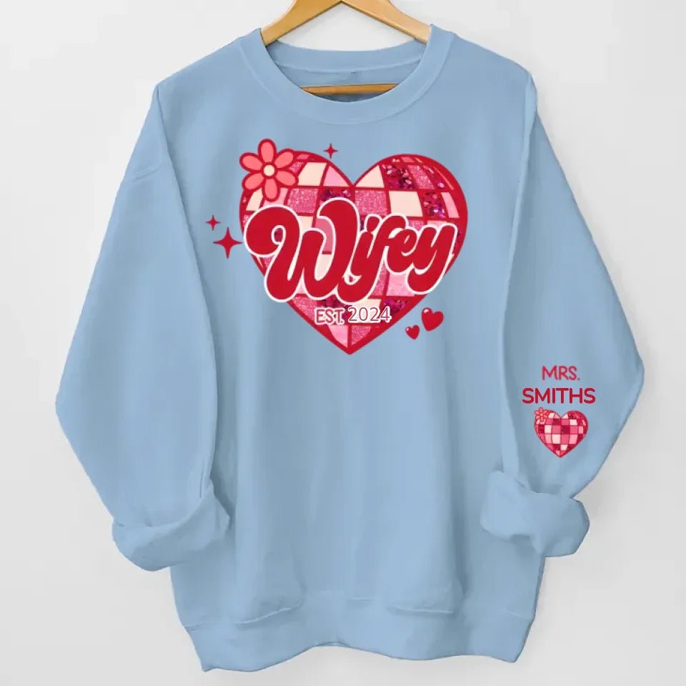 Wherever She Is, That's Where My Home Is - Couple Personalized Custom Unisex Sweatshirt With Design On Sleeve - Gift For Husband Wife, Anniversary 685998 - DiyGiftly