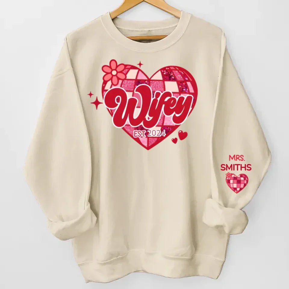 Wherever She Is, That's Where My Home Is - Couple Personalized Custom Unisex Sweatshirt With Design On Sleeve - Gift For Husband Wife, Anniversary 685998 - DiyGiftly