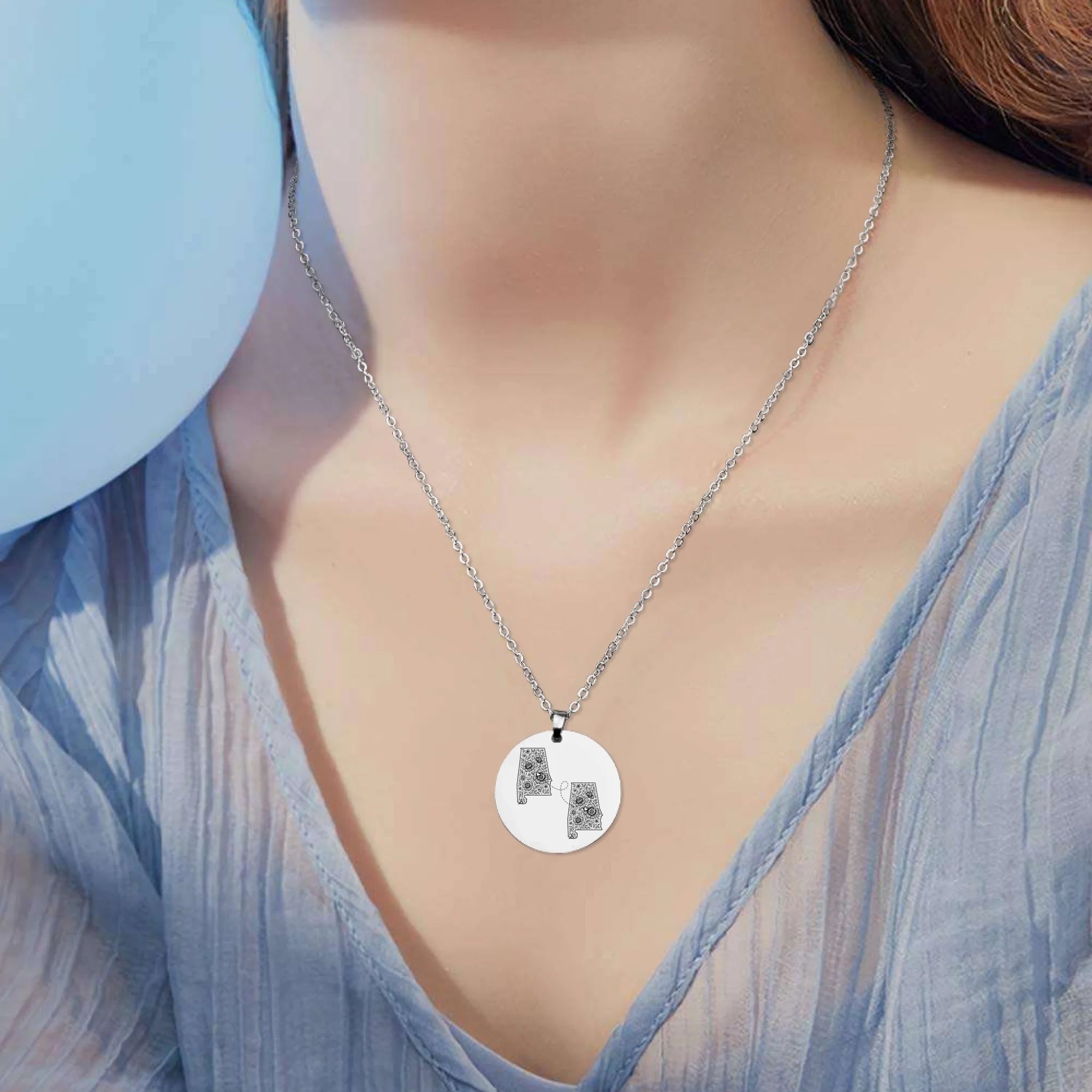 "Wherever You Are, You're Home to Me" – Long Distance Two Home State Map Necklace – Personalized Custom Country Map Couple Necklace – Perfect Relationship & Anniversary Gift 1145845 - DiyGiftly
