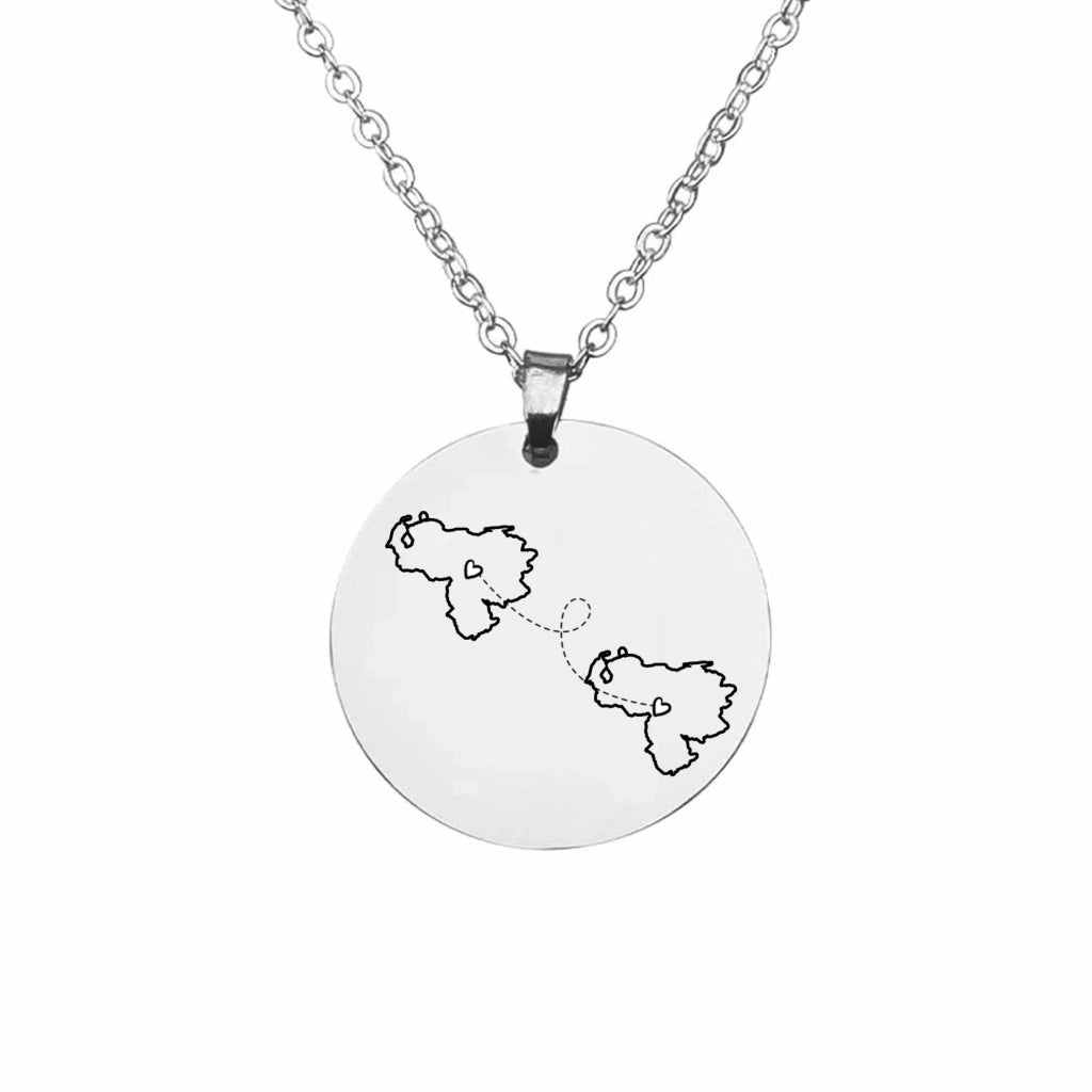 "Wherever You Are, You're Home to Me" – Long Distance Two Home State Map Necklace – Personalized Custom Country Map Couple Necklace – Perfect Relationship & Anniversary Gift 1145845 - DiyGiftly