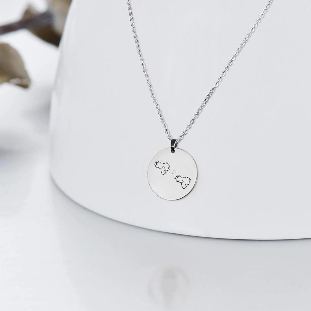 "Wherever You Are, You're Home to Me" – Long Distance Two Home State Map Necklace – Personalized Custom Country Map Couple Necklace – Perfect Relationship & Anniversary Gift 1145845 - DiyGiftly