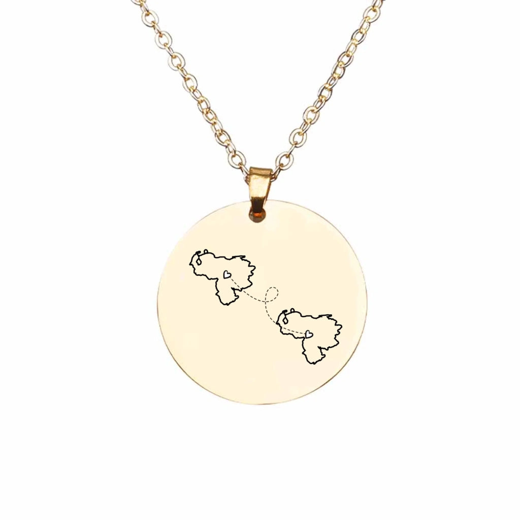 "Wherever You Are, You're Home to Me" – Long Distance Two Home State Map Necklace – Personalized Custom Country Map Couple Necklace – Perfect Relationship & Anniversary Gift 1145845 - DiyGiftly