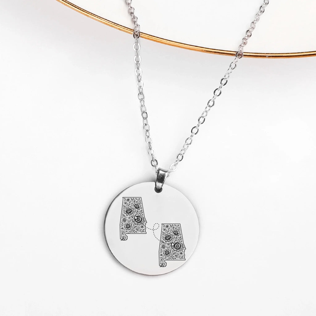 "Wherever You Are, You're Home to Me" – Long Distance Two Home State Map Necklace – Personalized Custom Country Map Couple Necklace – Perfect Relationship & Anniversary Gift 1145845 - DiyGiftly