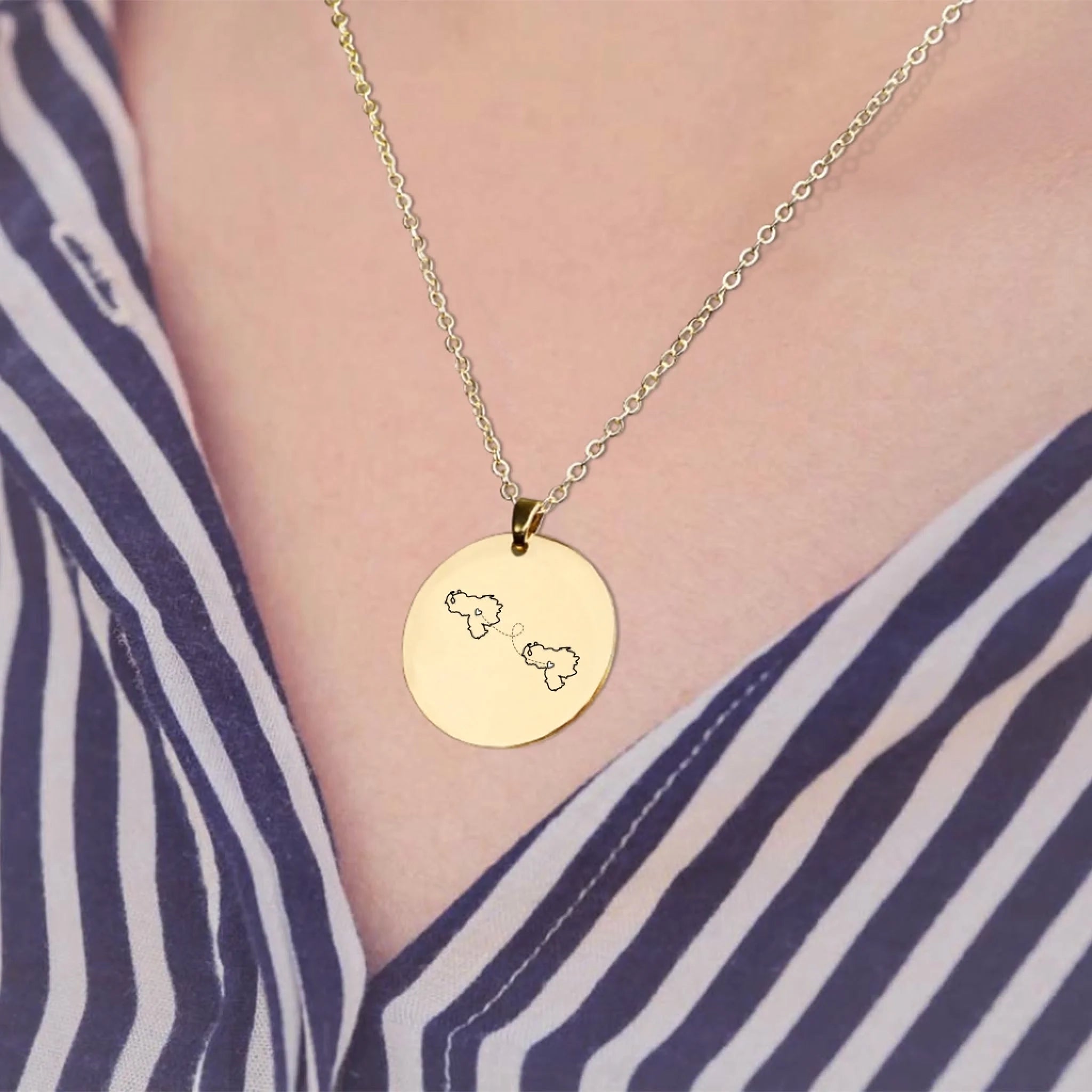 "Wherever You Are, You're Home to Me" – Long Distance Two Home State Map Necklace – Personalized Custom Country Map Couple Necklace – Perfect Relationship & Anniversary Gift 1145845 - DiyGiftly