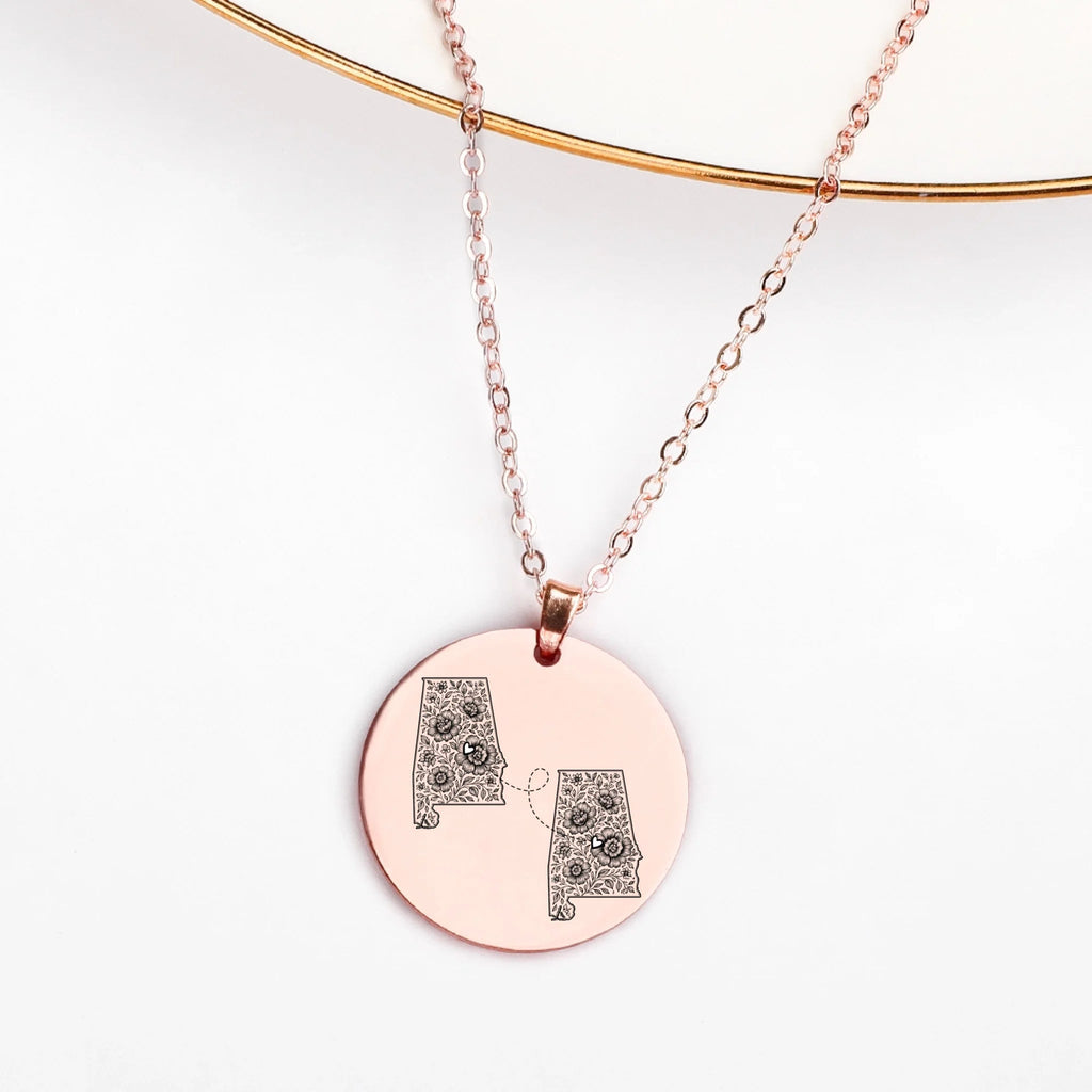 "Wherever You Are, You're Home to Me" – Long Distance Two Home State Map Necklace – Personalized Custom Country Map Couple Necklace – Perfect Relationship & Anniversary Gift 1145845 - DiyGiftly
