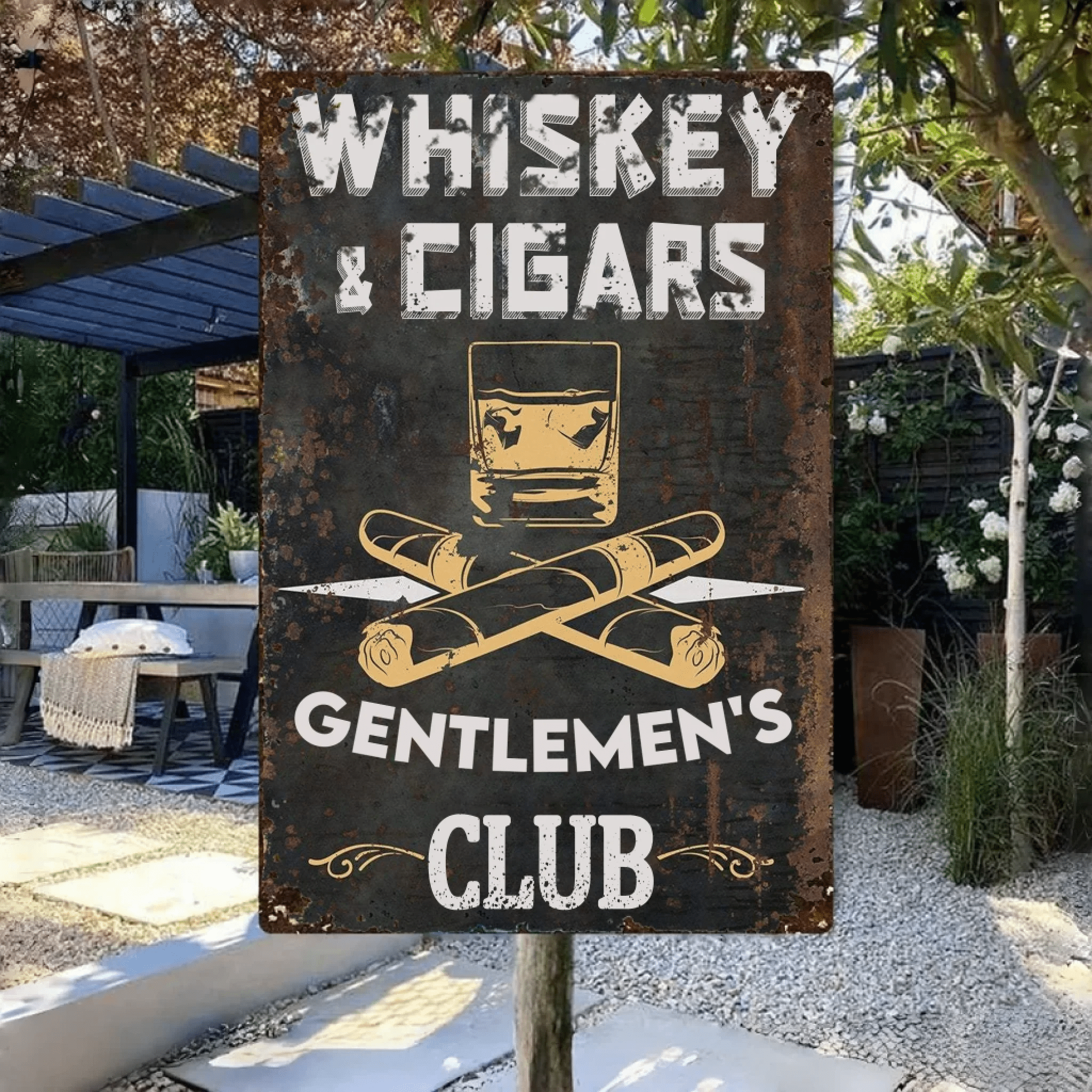 Whiskey & Cigars - Metal Sign - Custom Metal Sign - Iron & Aluminum Sign 754146 - 754148 - DiyGiftly