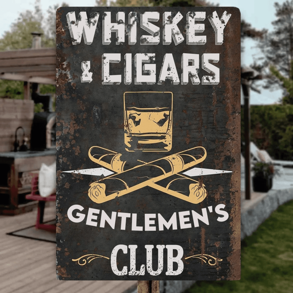 Whiskey & Cigars - Metal Sign - Custom Metal Sign - Iron & Aluminum Sign 754146 - 754148 - DiyGiftly