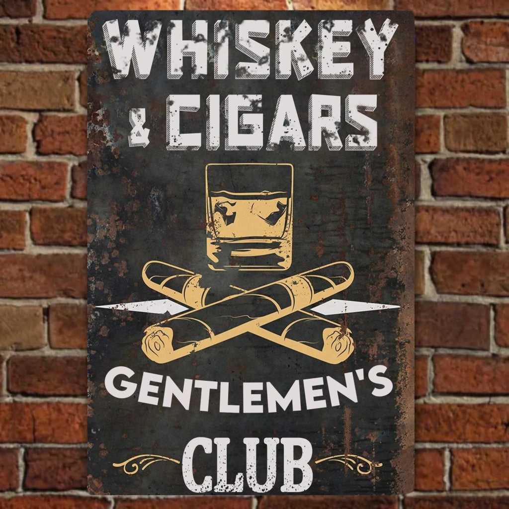 Whiskey & Cigars - Metal Sign - Custom Metal Sign - Iron & Aluminum Sign 754146 - 754148 - DiyGiftly