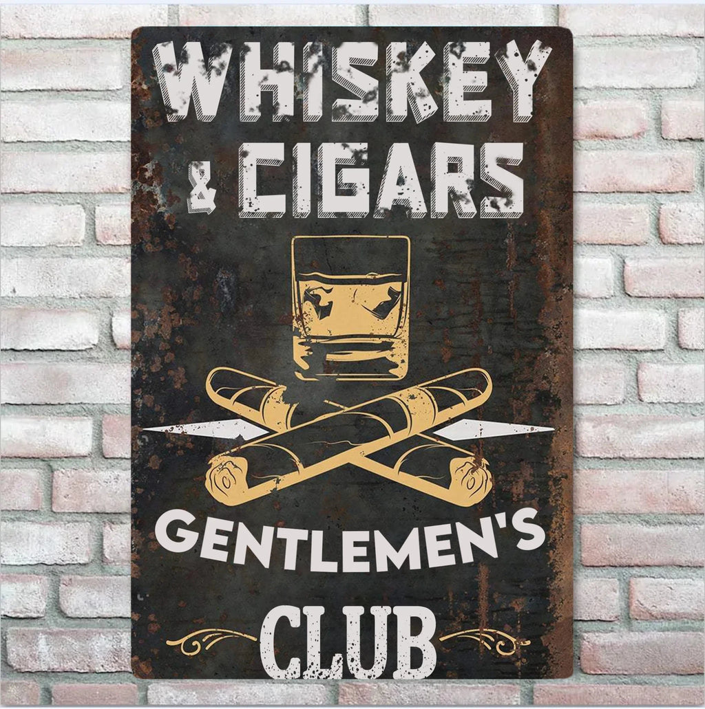 Whiskey & Cigars - Metal Sign - Custom Metal Sign - Iron & Aluminum Sign 754146 - 754148 - DiyGiftly