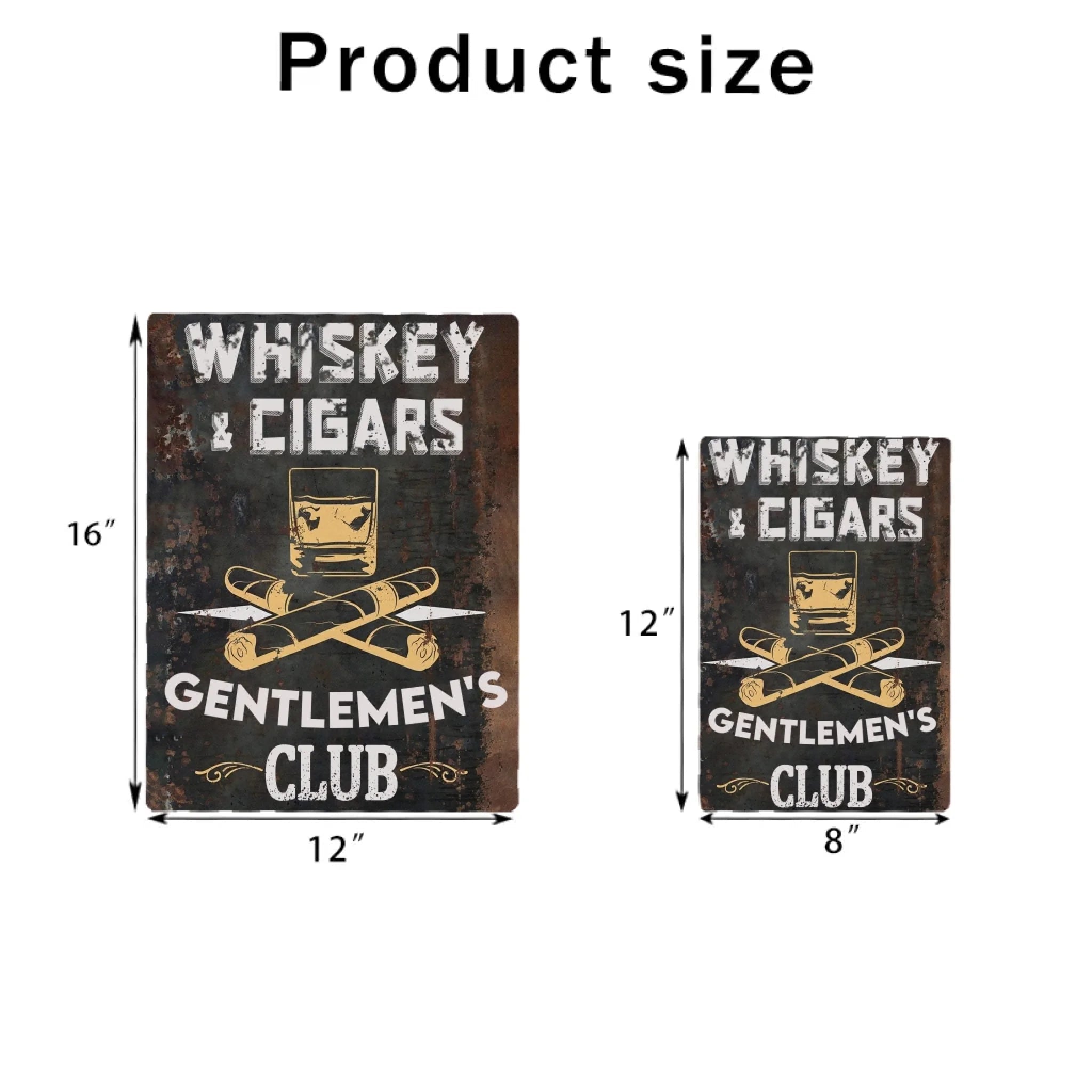 Whiskey & Cigars - Metal Sign - Custom Metal Sign - Iron & Aluminum Sign 754146 - 754148 - DiyGiftly