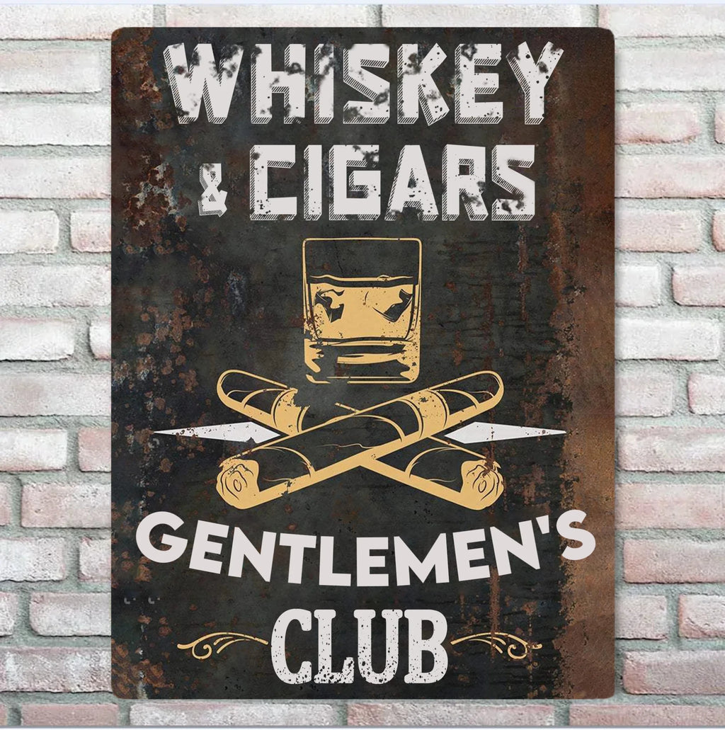 Whiskey & Cigars - Metal Sign - Custom Metal Sign - Iron & Aluminum Sign 754146 - 754148 - DiyGiftly
