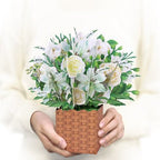 White Flowers 3D Greeting Card Box Card Flower Bouquet Card for Easter Spring Gift - DiyGiftly