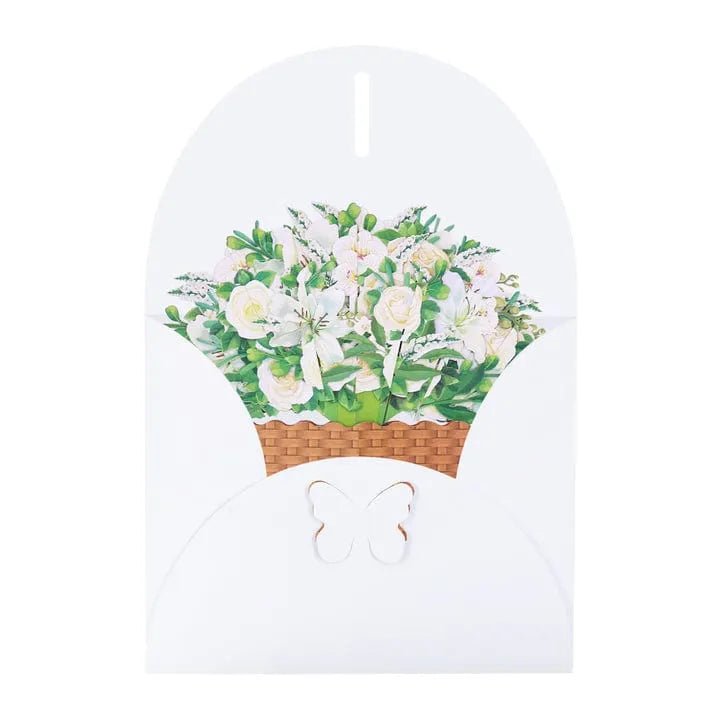 White Flowers 3D Greeting Card Box Card Flower Bouquet Card for Easter Spring Gift - DiyGiftly