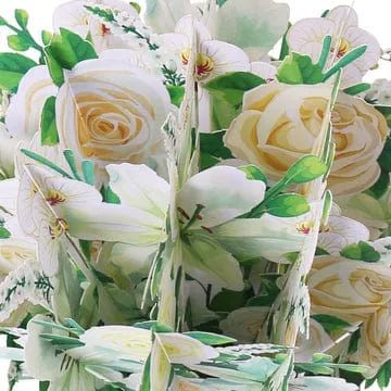 White Flowers 3D Greeting Card Box Card Flower Bouquet Card for Easter Spring Gift - DiyGiftly